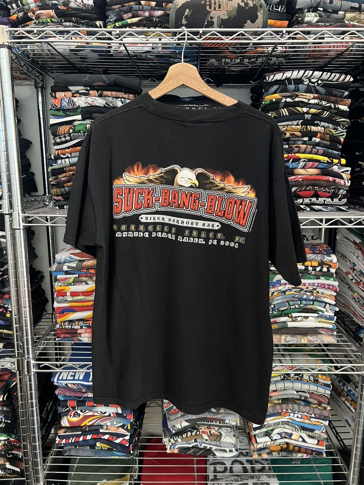Harley Davidson 2001 Suck Bang Blow Bike Week Biker Burnout Bar Tee Lightnin Size US XL / EU 56 / 4 - 2 Thumbnail