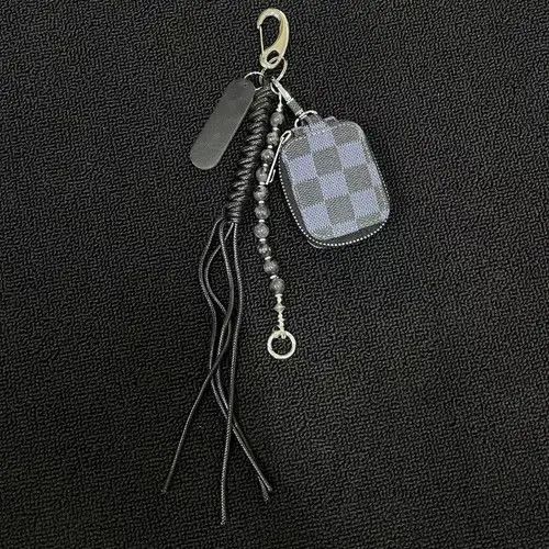 Jewelry 79Black Checkered Keychain with Tassel and Beads Size ONE SIZE - 8 Thumbnail