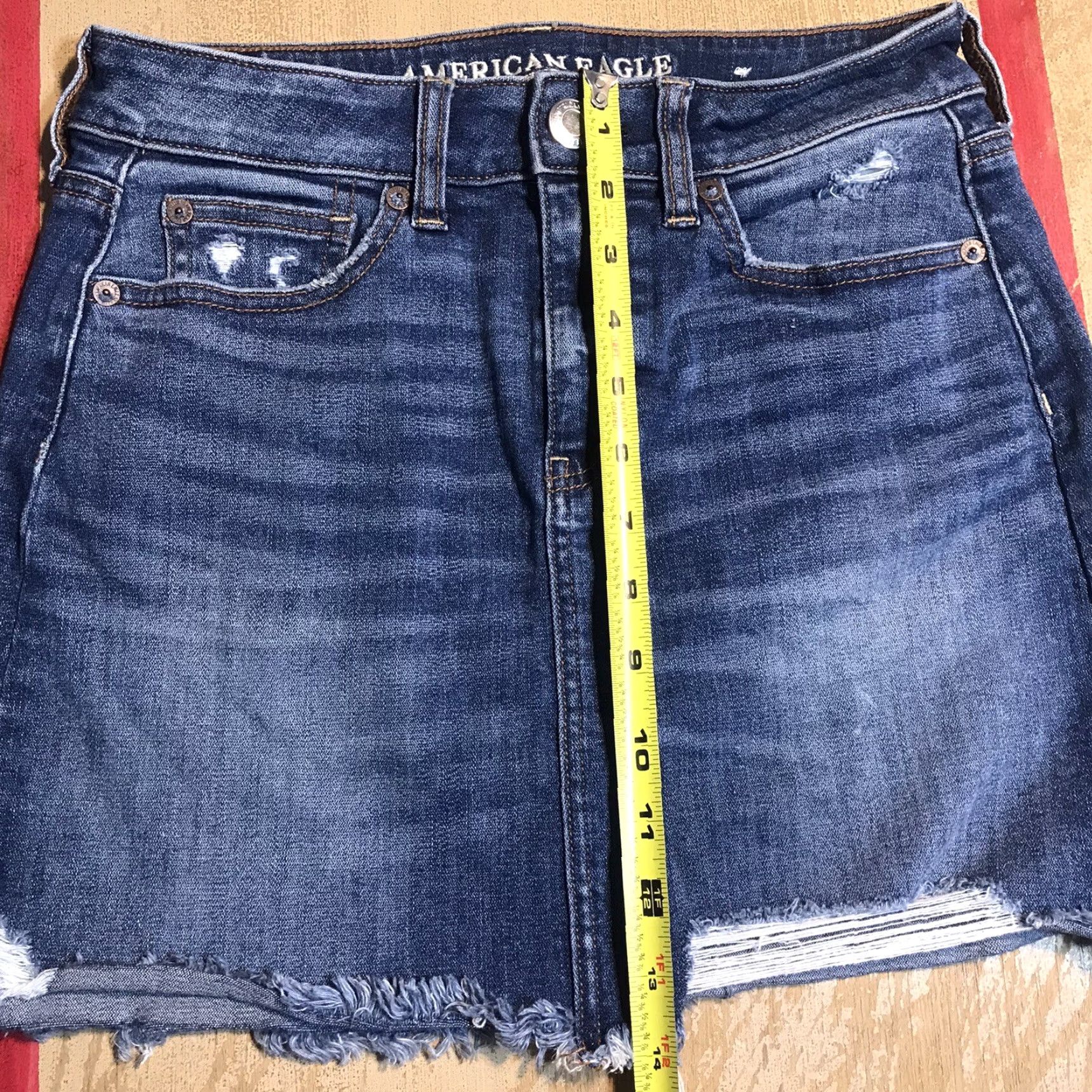American Eagle Outfitters American Eagle Outfitters Denim Skirt Womens Short Mini Bohemian Festival Stretch Blue 4 Size 27" / US 4 / IT 40 - 6 Thumbnail