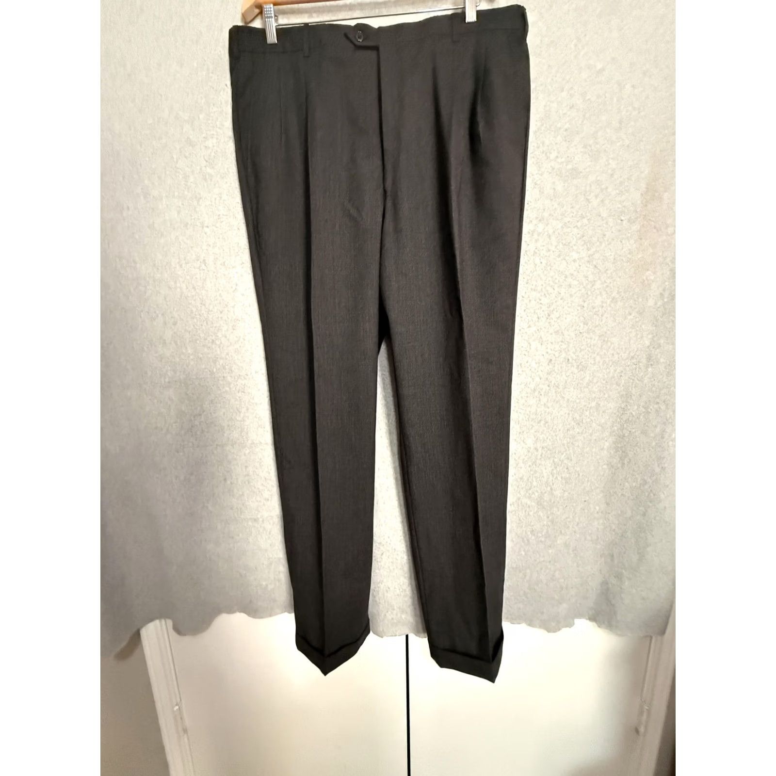 Vintage Andrew Fezza Suit Mens 46 40x30 Gray Wool Cashmere 2 Piece Jacket Pants Formal Size 46R - 2 Thumbnail