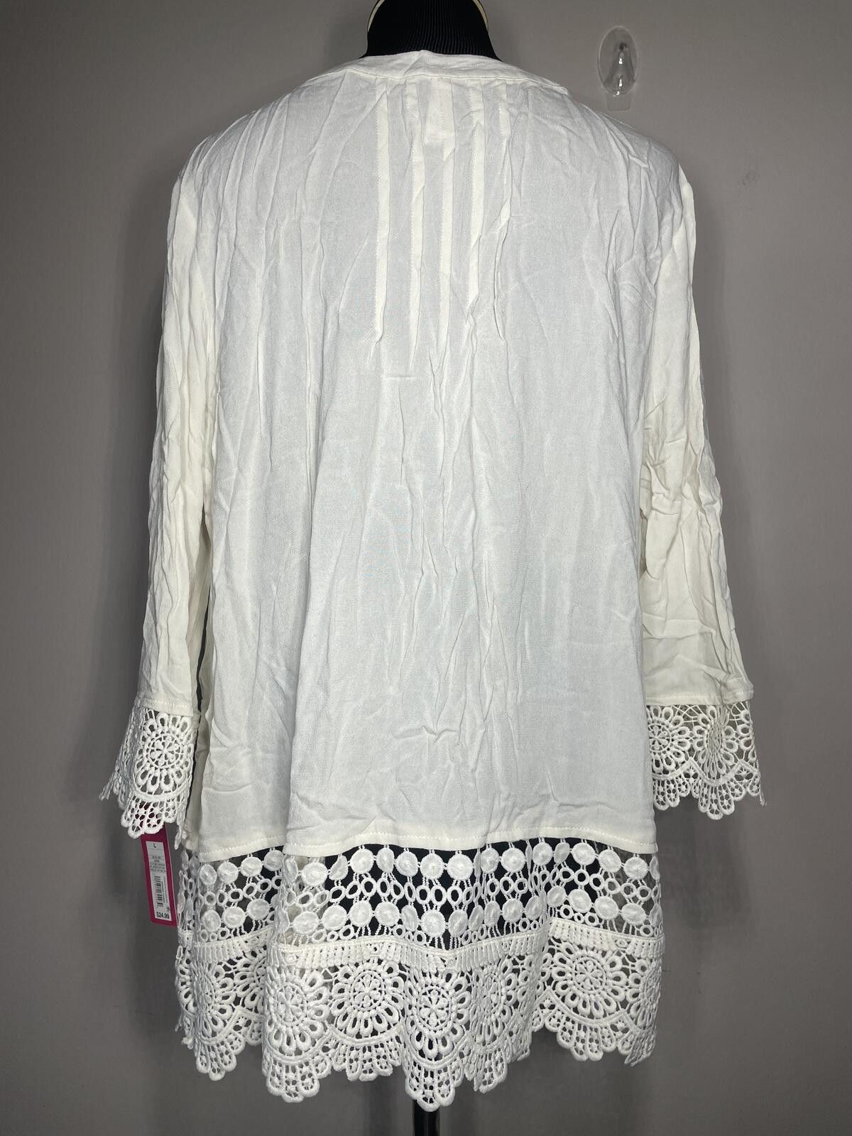 Other Ivory Green Garden Tunic Boho Crochet Lace Hem Duster Sz L Size L / US 10 / IT 46 - 4 Thumbnail