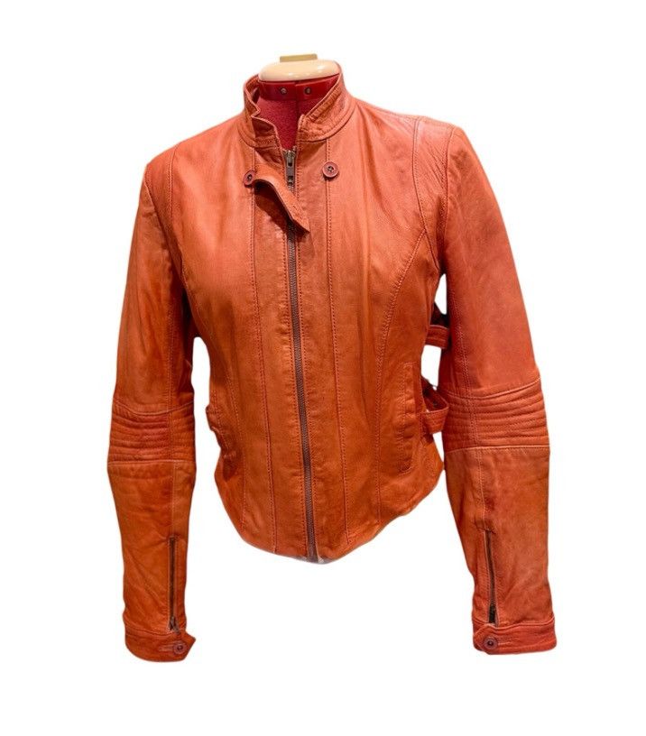 Other VTG Peruvian Connection Leather Moto Jacket Orange Size 2 m Size XS / US 0-2 / IT 36-38 - 1 Thumbnail