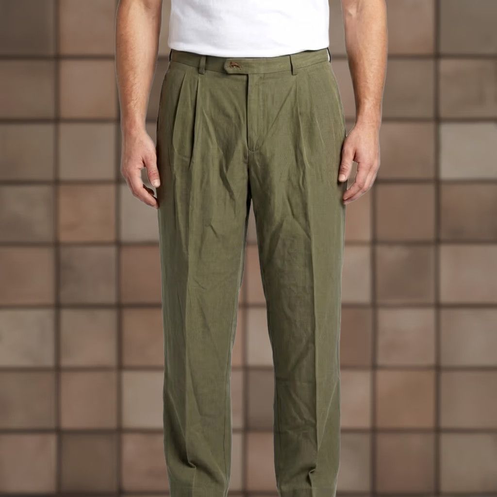 Tommy Bahama Tommy Bahama Dress Pants Silk Bamboo Blend 40x34 Green Pleated Size US 40 / EU 56 - 1 Thumbnail