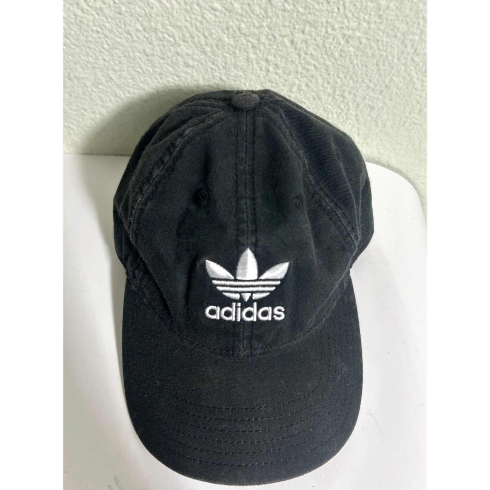 Adidas Adidas Strapback Dad Hat Adjustable Cotton Trefoil Black White Size ONE SIZE - 4 Thumbnail