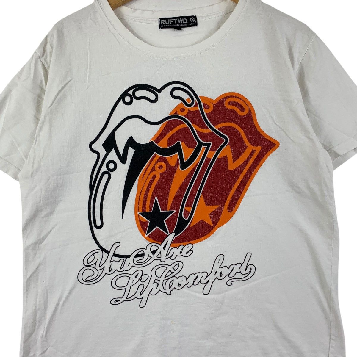 Vintage RUF TWO JAPAN Punk Rebel Hot Lips Tongue Tee Shirt Top Size XL / US 12-14 / IT 48-50 - 4 Thumbnail