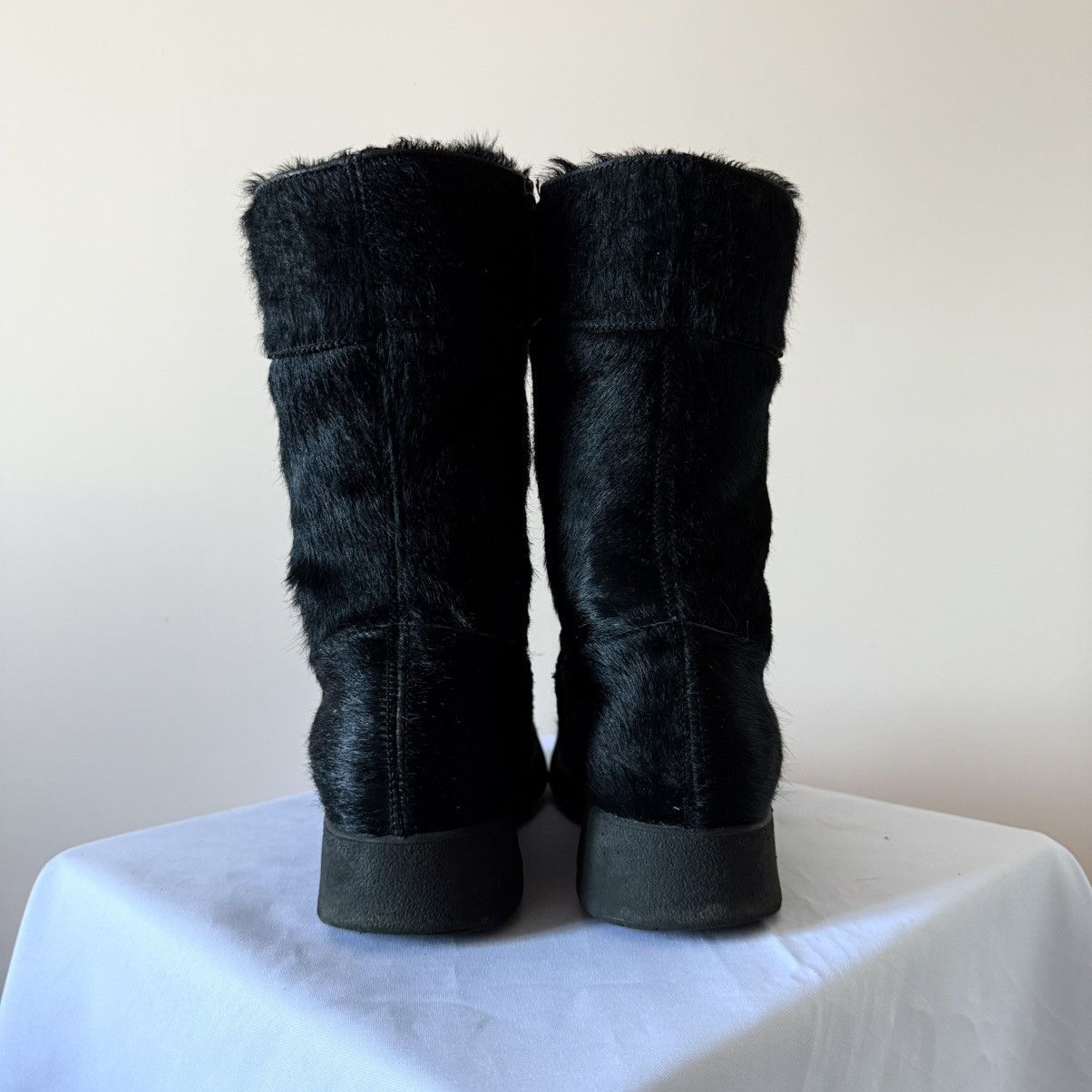 If Six Was Nine Vintage Y2K Bumper Pony Fur Black Lace Up Boots Size US 8 / IT 38 - 10 Thumbnail