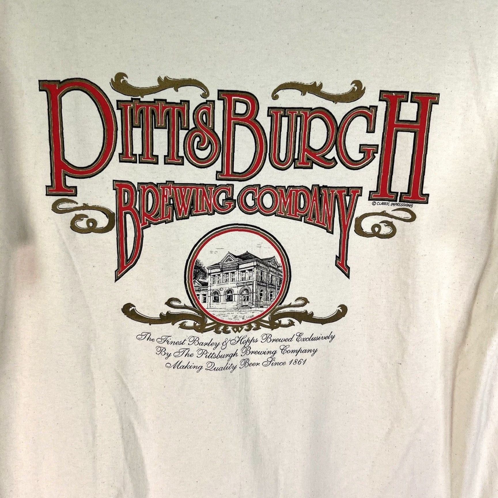 Vintage Pittsburg Brewing Co Shirt Mens XL Ivory Long Sleeve Graphic Tee Cream Graphic Print Beer 90s? Size US XL / EU 56 / 4 - 2 Thumbnail