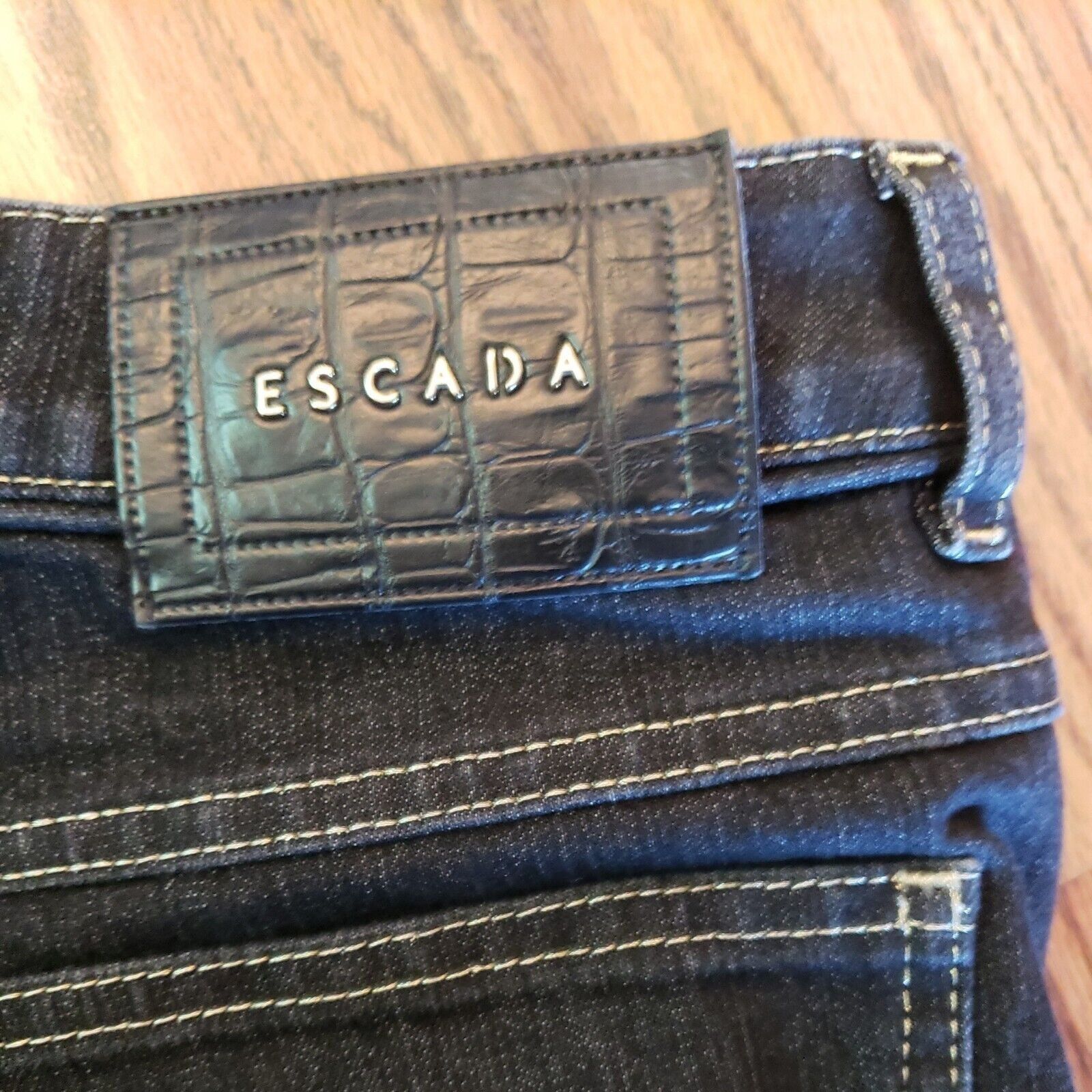 Escada Escada Jeans Womens 10 Italy 40 Black Gold Stitch Straight L Size 27" / US 4 / IT 40 - 4 Thumbnail