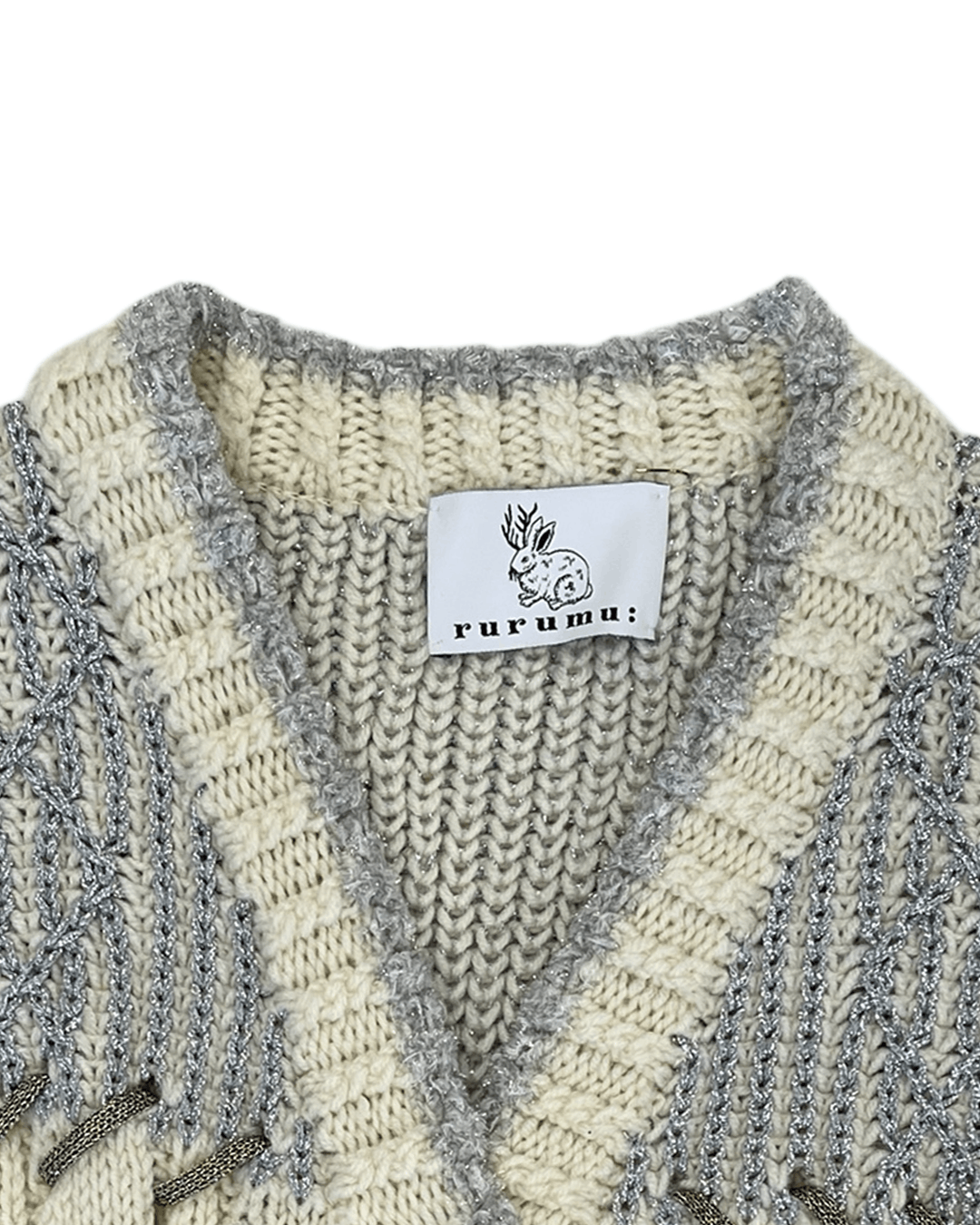 Japanese Brand Rurumu: AW21 String Detail Glitter Thread Cardigan Size ONE SIZE - 10 Thumbnail
