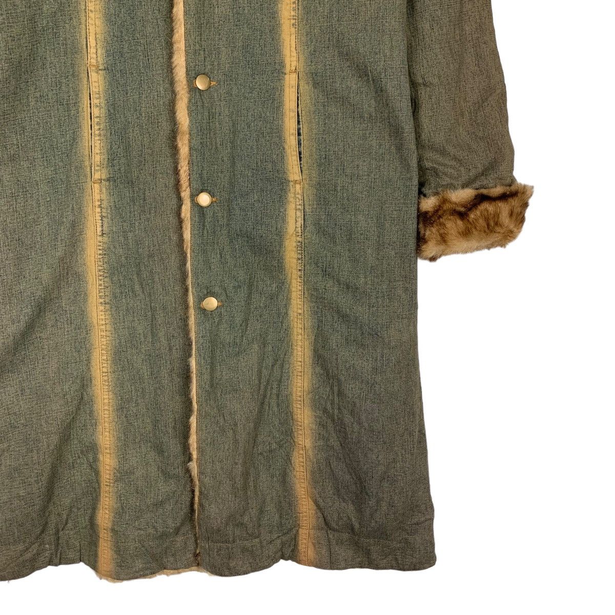 Japanese Brand COMPLETE GIRL Faux Fur Rusty Denim Overcoat Jacket #1054-C48 Size S / US 4 / IT 40 - 4 Thumbnail