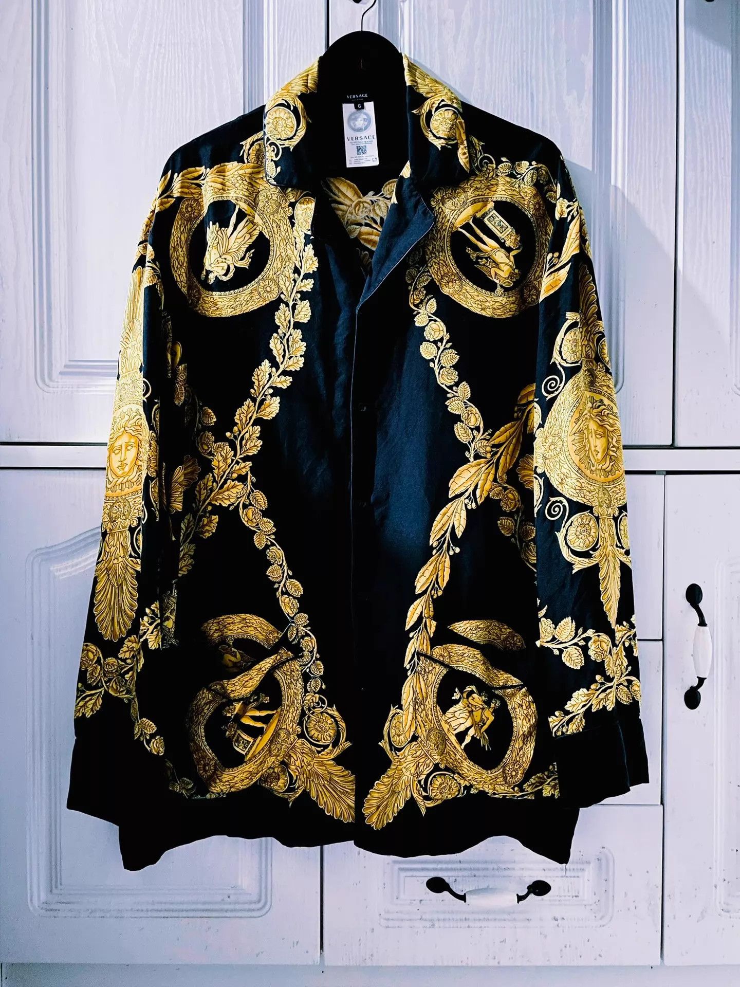 Bottega Veneta Versace Silk Shirt Black Gold Baroque Runway Limited 2XL Size US XXL / EU 58 / 5 - 1 Thumbnail