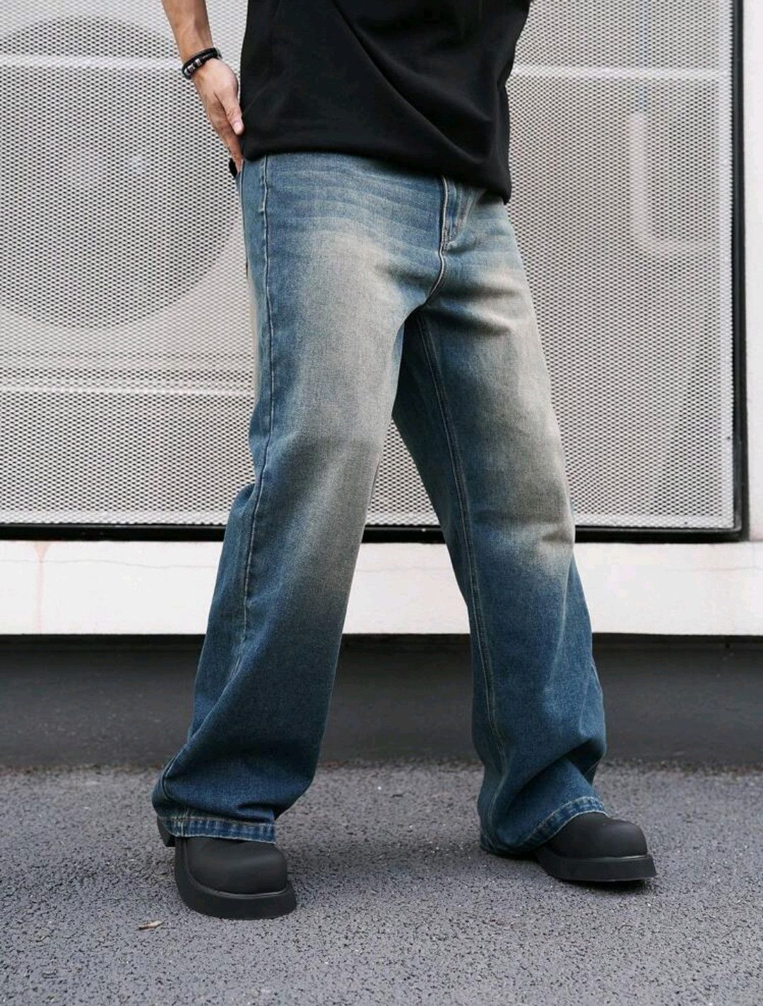 Japanese Brand × Jean Straight Leg Distressed Wash Blue Jeans sh Size US 32 / EU 48 - 4 Thumbnail