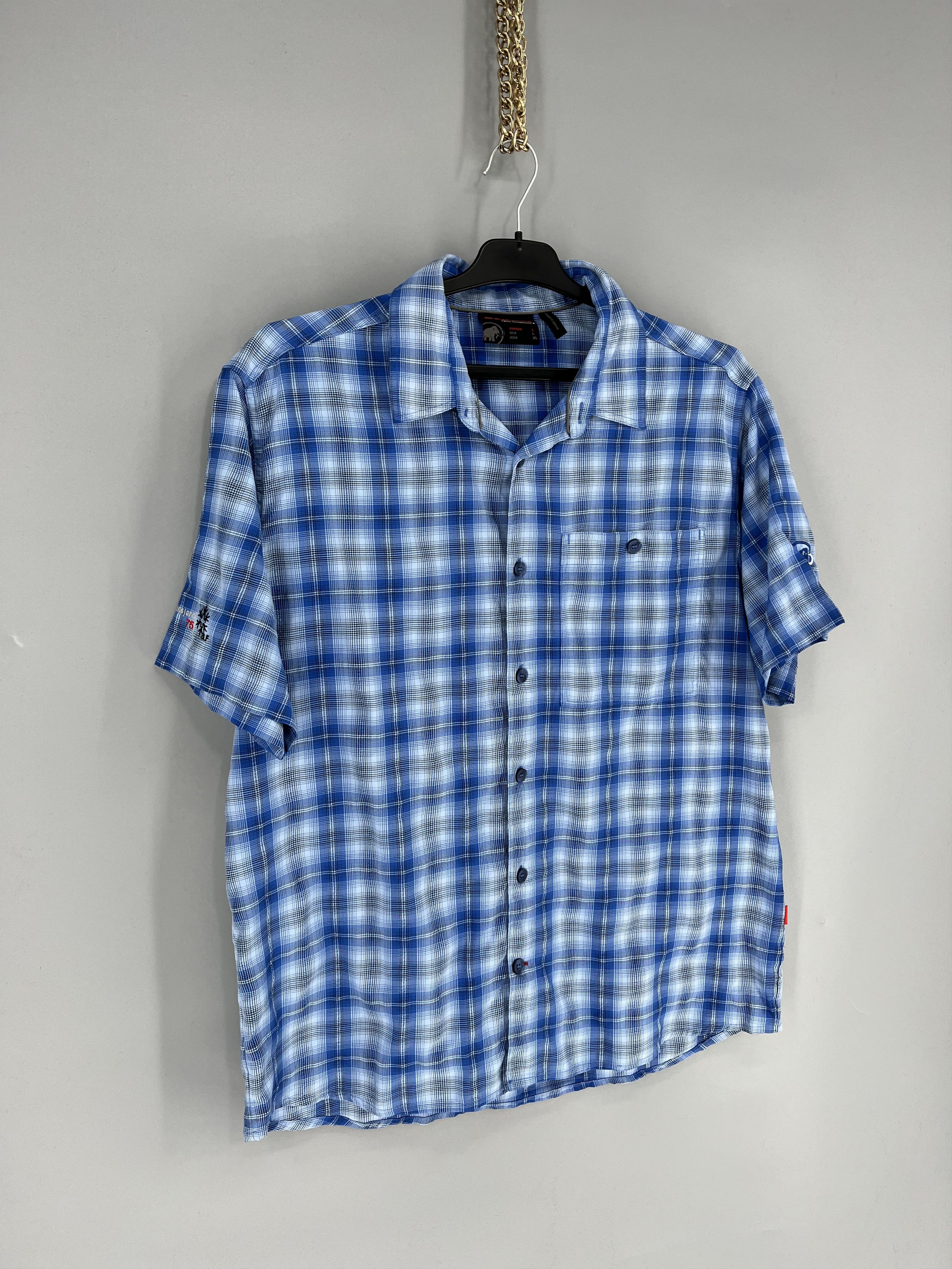 Mammut Mammut Mens L Blue Plaid Short Sleeve Button Up Shirt Shirt Size US L / EU 52-54 / 3 - 2 Thumbnail