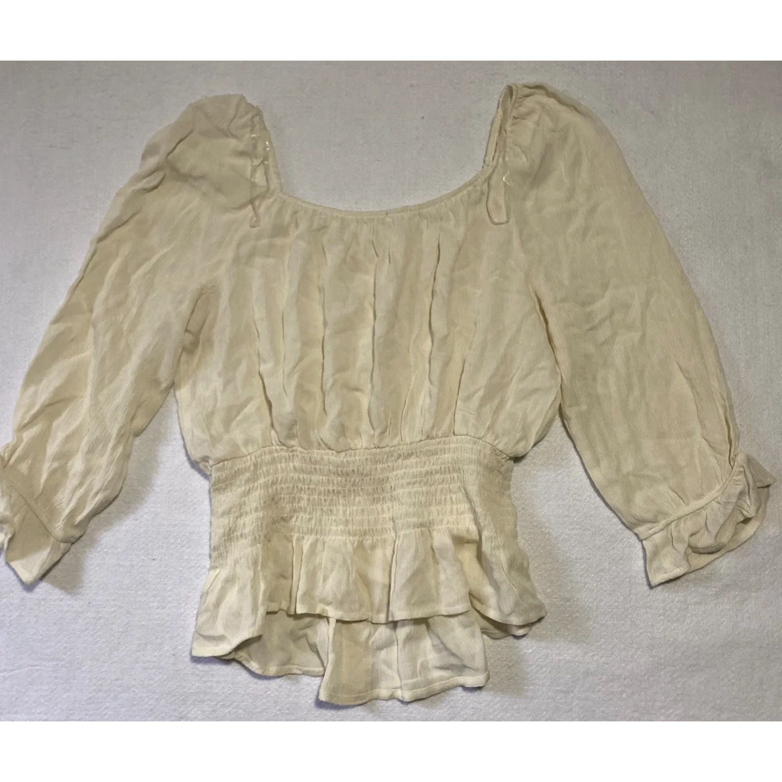 Vintage Ardene Shirt Blouse Women’s M White 100% Cotton Boat Neck Short Sleeve Top Ladies Medium Regular Fit Casual Sexy Lightweight Modern Theme Size M / US 6-8 / IT 42-44 - 5 Thumbnail