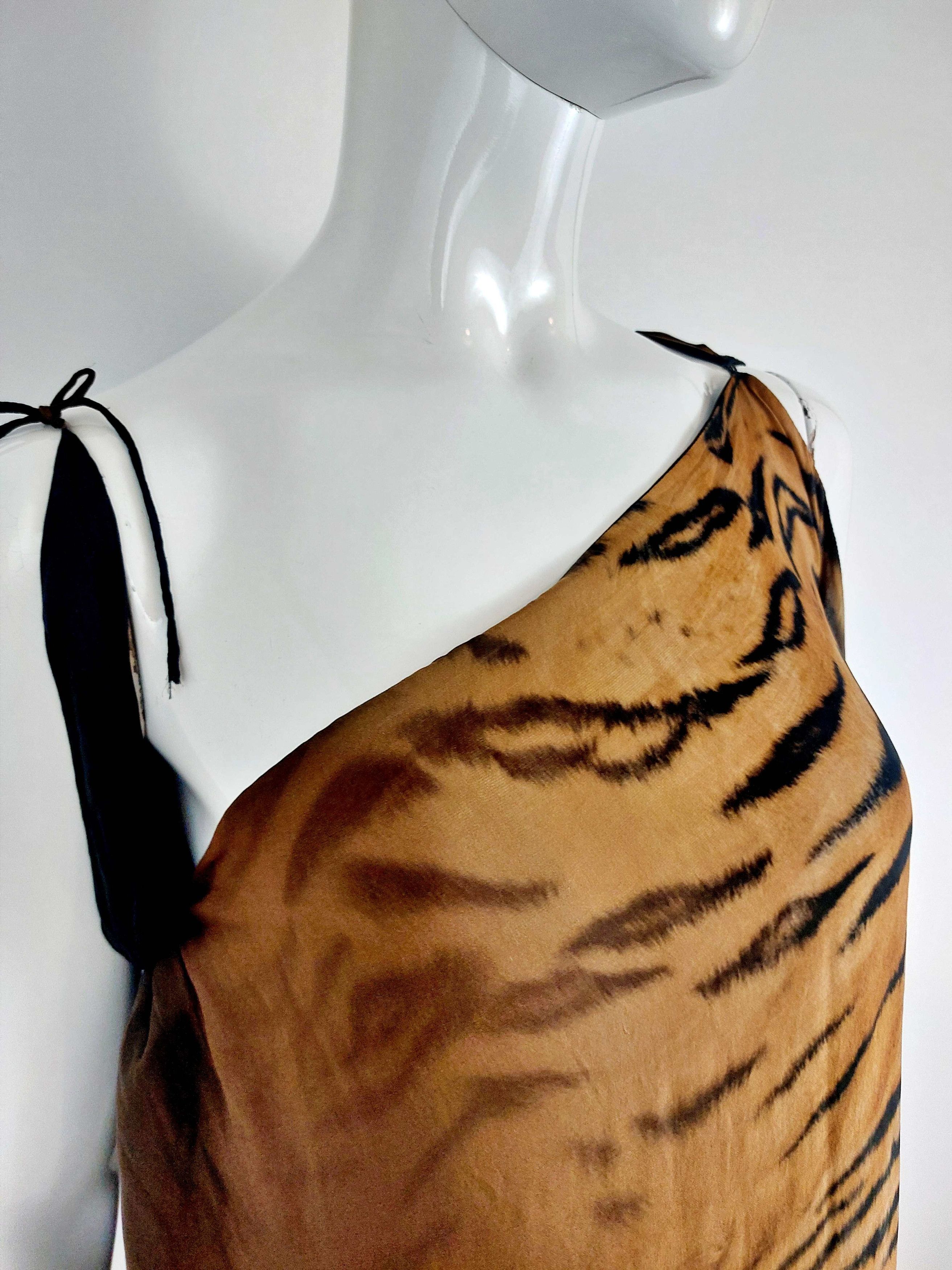 Roberto Cavalli Roberto Cavalli FW2000 Tiger Silk Maxi Dress Evening Gown Size S / US 4 / IT 40 - 2 Thumbnail
