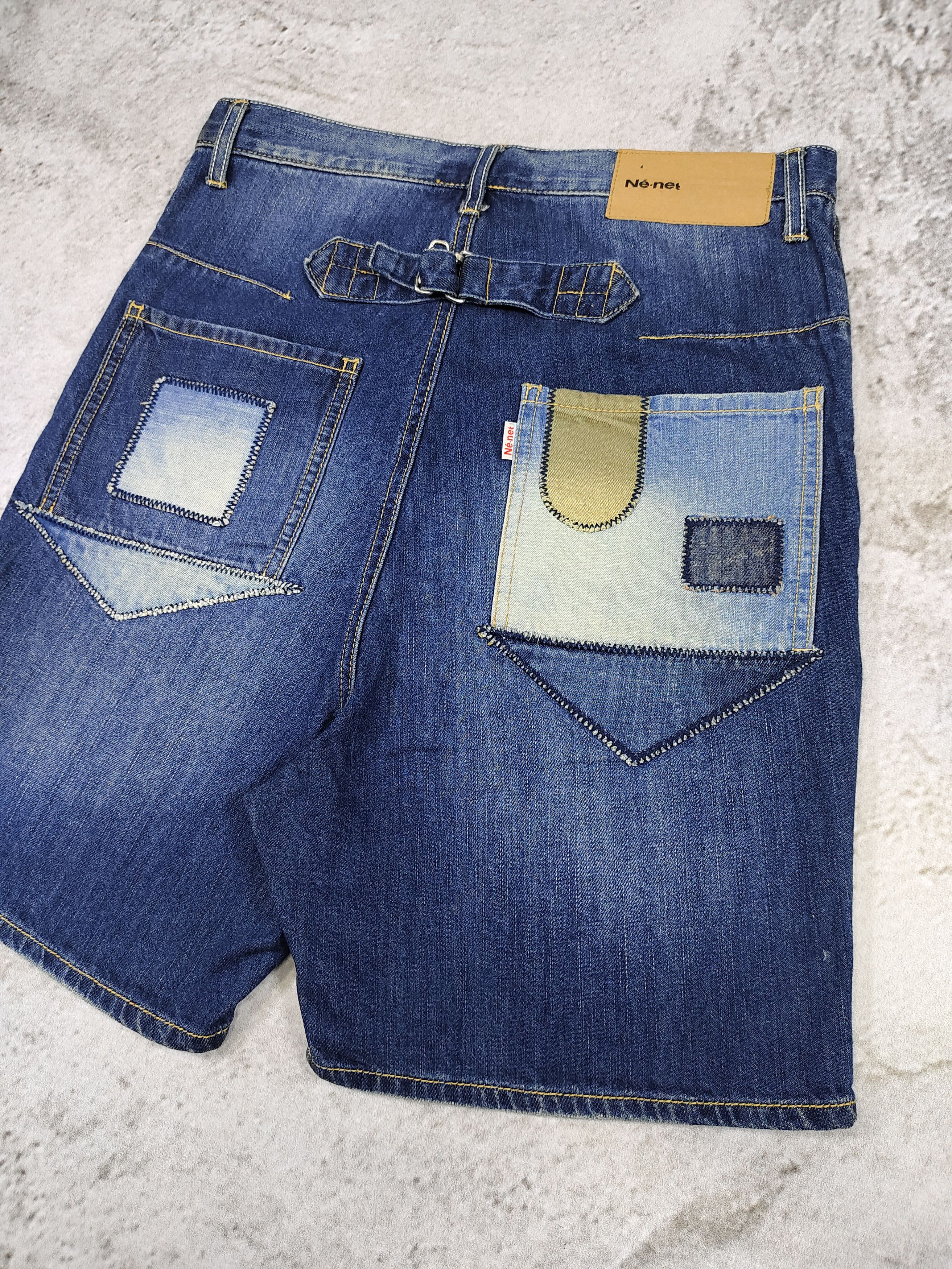 Ne-Net 00s Ne-Net- Archive Hand Stitched Pacthwork Denim Short Size 29" - 6 Thumbnail