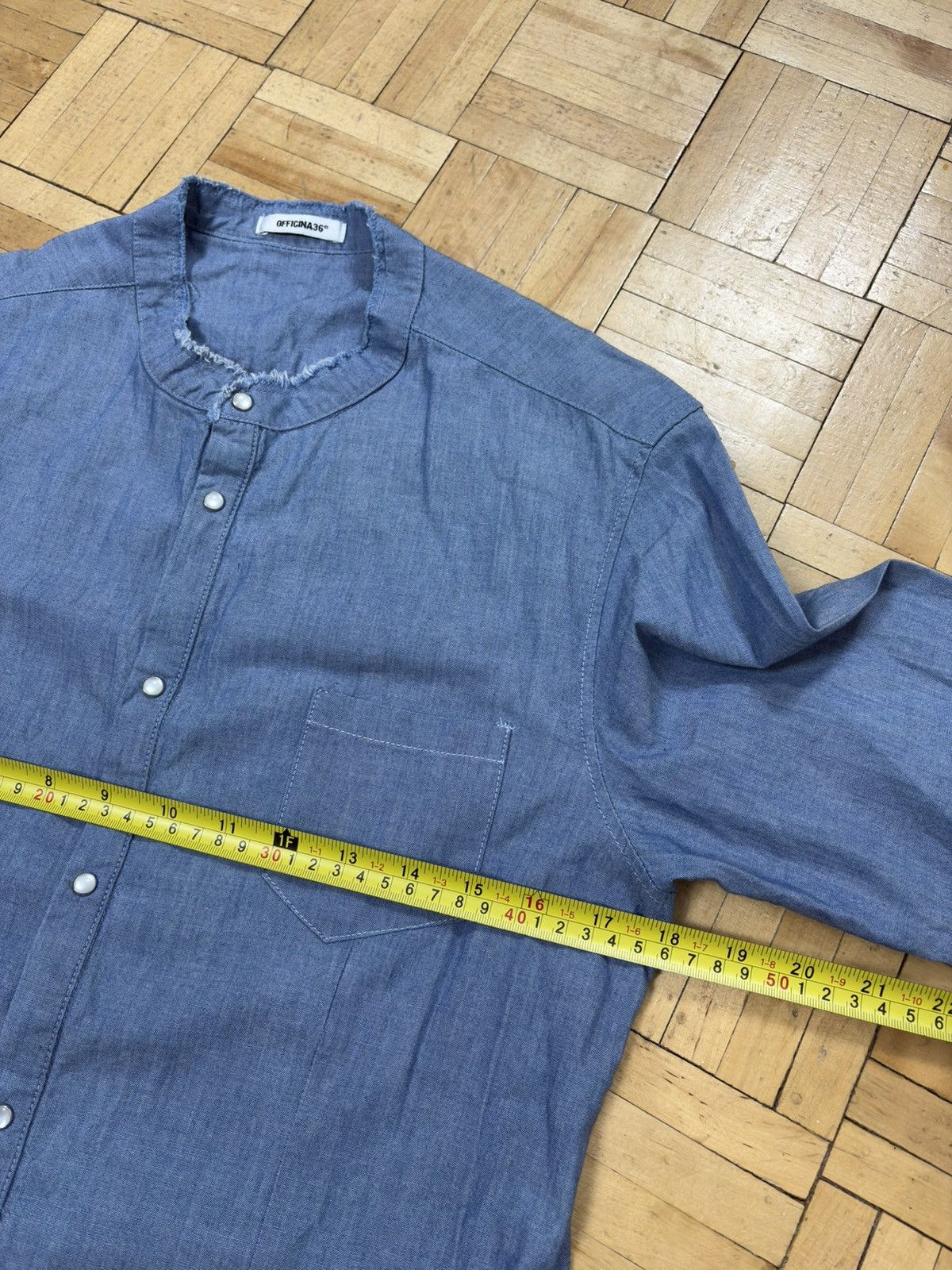 Officina36 Officina36 Avant Garde Blue Pearl Snap Patchwork Shirt Size US S / EU 44-46 / 1 - 7 Thumbnail