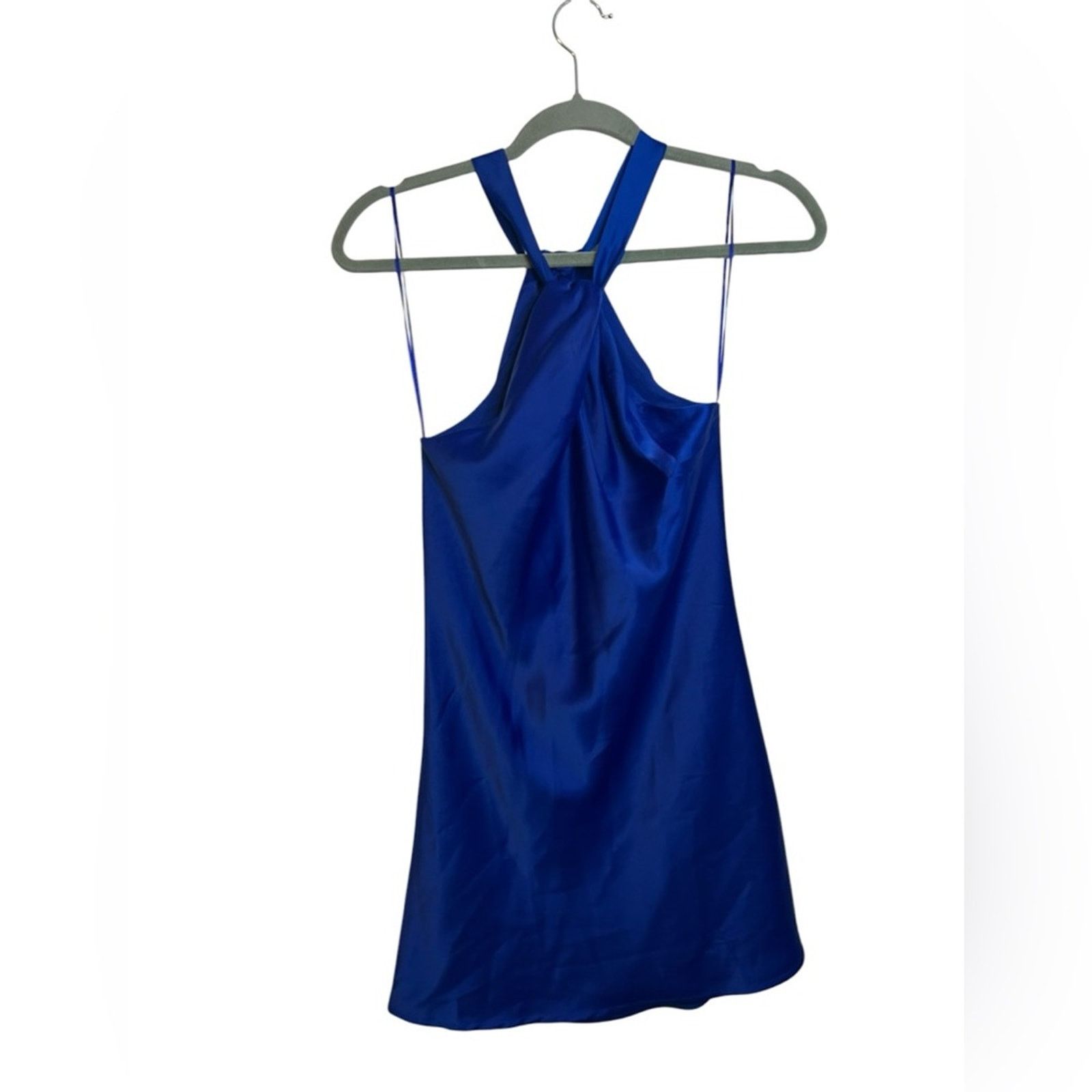 Other Nwt Jolt Royal Blue Satin Halter Mini Dress Size XXS / US 00 / IT 34 - 1 Thumbnail