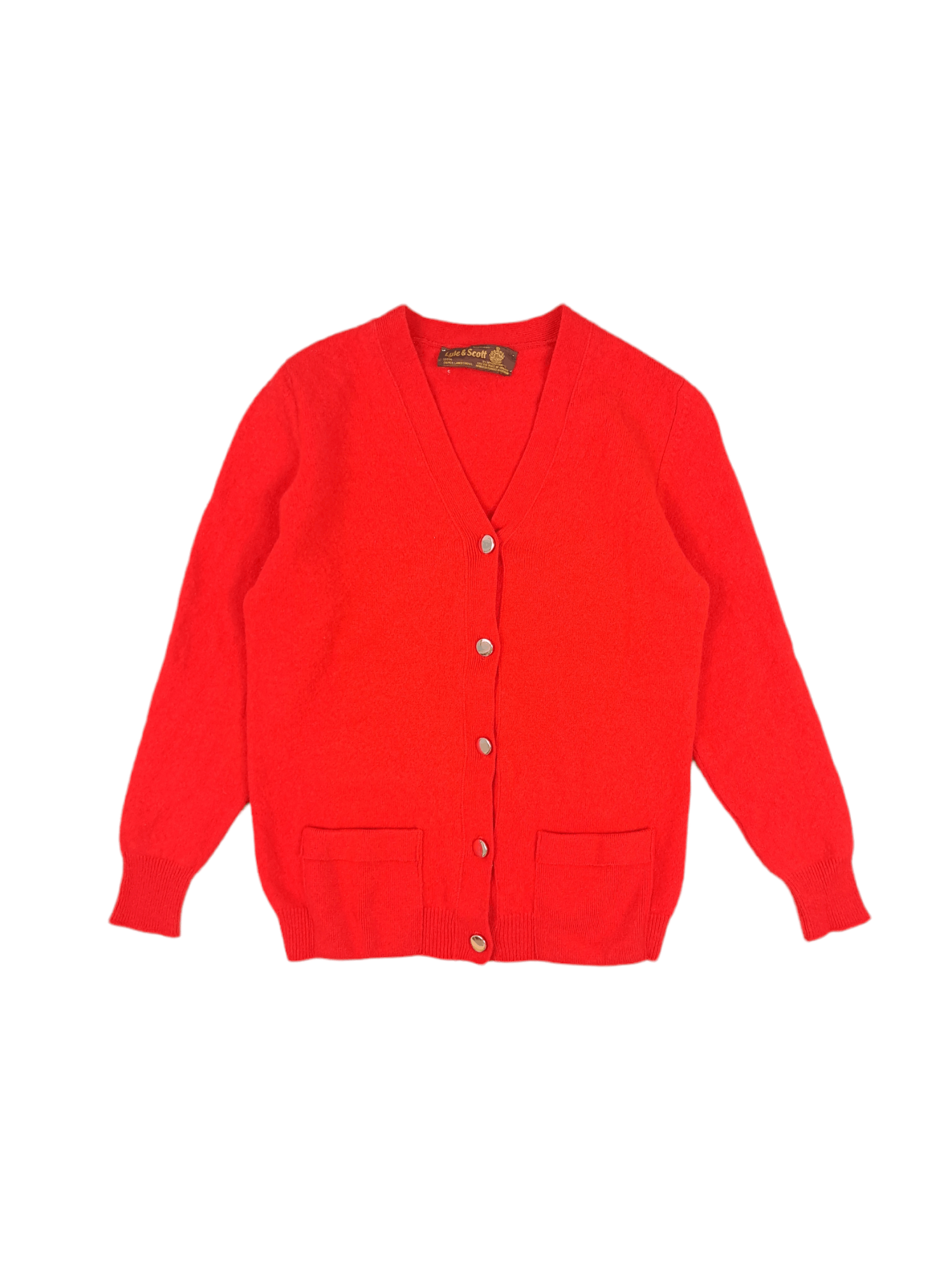 Lyle & Scott × Vintage 💎 Vintage Lyle and Scot Wool Red Cardigan Sweater Size US S / EU 44-46 / 1 - 1 Thumbnail