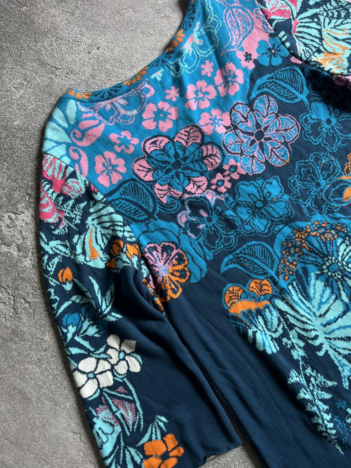Designer IVKO Vintage Floral Knitted Long Cardigan Button Sweater Size M / US 6-8 / IT 42-44 - 8 Thumbnail