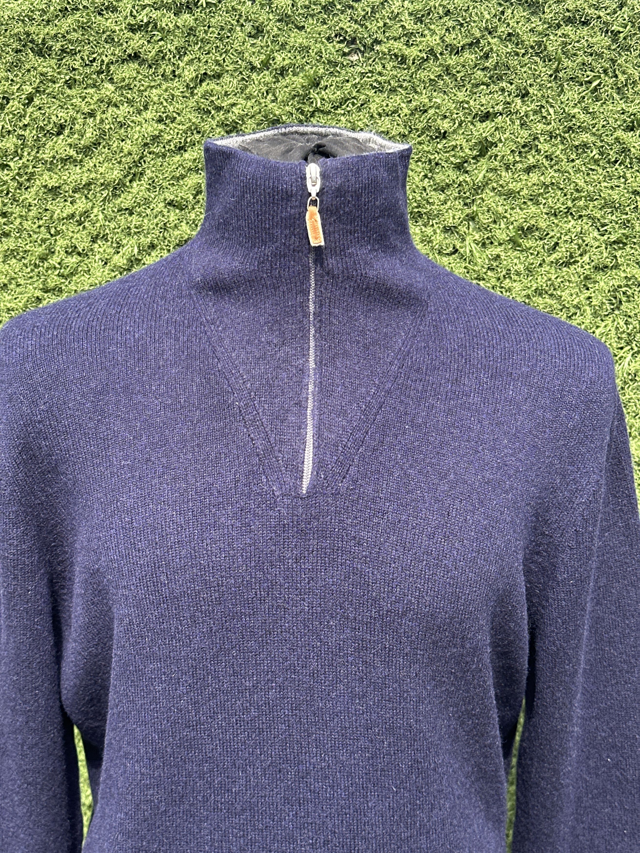 Brunello Cucinelli Brunello Cucinelli Cashmere Half Zip Sweater Navy Size 52 Size US L / EU 52-54 / 3 - 4 Thumbnail