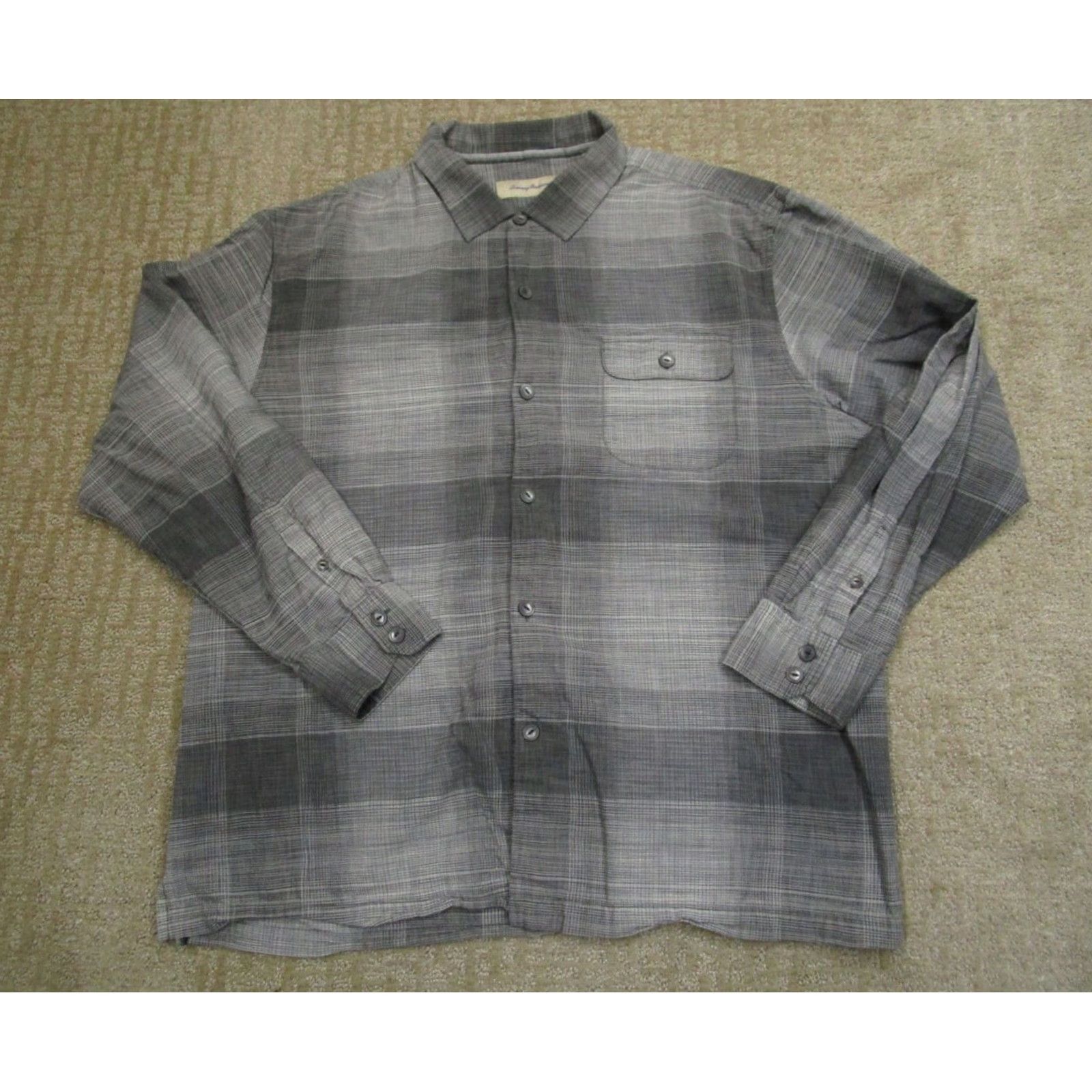 Tommy Bahama Tommy Bahama Shirt Men 2XL Gray Plaid Silk Cotton Button-Down Long Sleeve Shirt Size US XXL / EU 58 / 5 - 2 Thumbnail