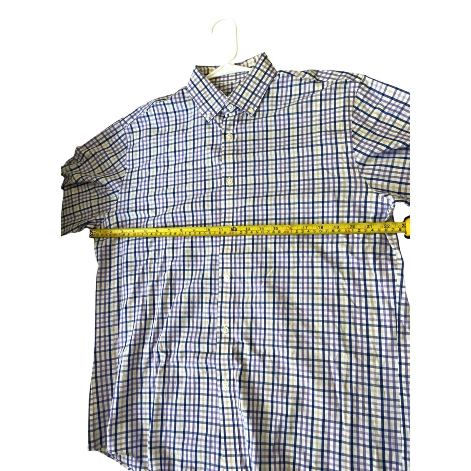 Izod Izod Mens Dress Shirt - Purple Plaid - Slim Fit - Blue - 16.5 - Button Down - Machine Washable Size 46R - 5 Thumbnail