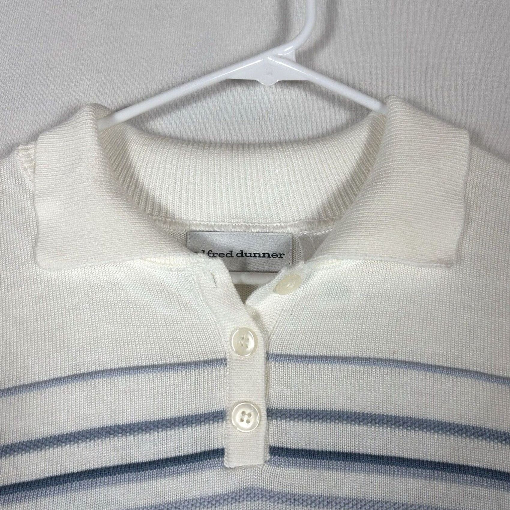Vintage Alfred Dunner Sweater Shirt Womens XL Striped White Blue Casual Made in USA Size XL / US 12-14 / IT 48-50 - 2 Thumbnail