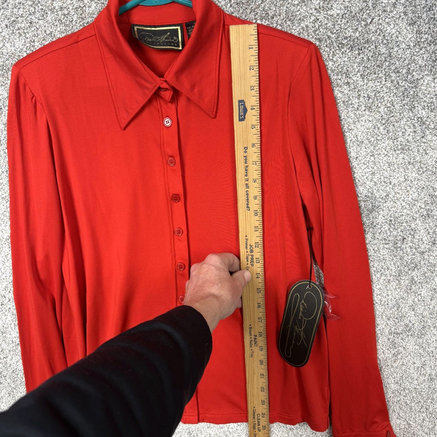 Vintage VINTAGE 90s does 70s Blouse Small Red Perfect Knit Stretch Retro Disco Travel Shirt Womens Slim Button-Up Knit Blouse - The Perfect (Knit) Shirt Size S / US 4 / IT 40 - 5 Thumbnail