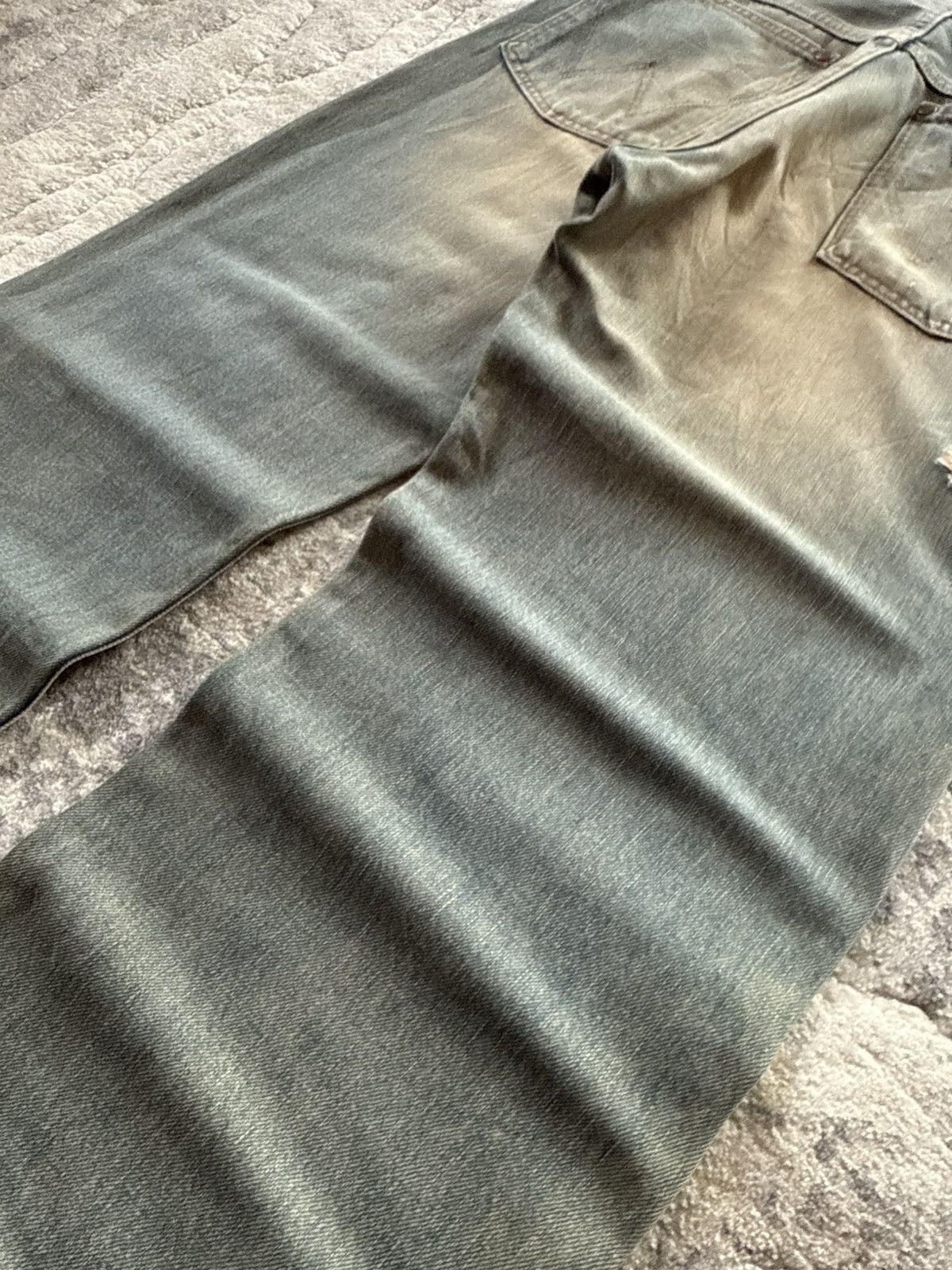 Japanese Brand Vintage Wrangler Mud Wash Distressed Baggy Selvedge Jeans Size US 29 - 19 Thumbnail