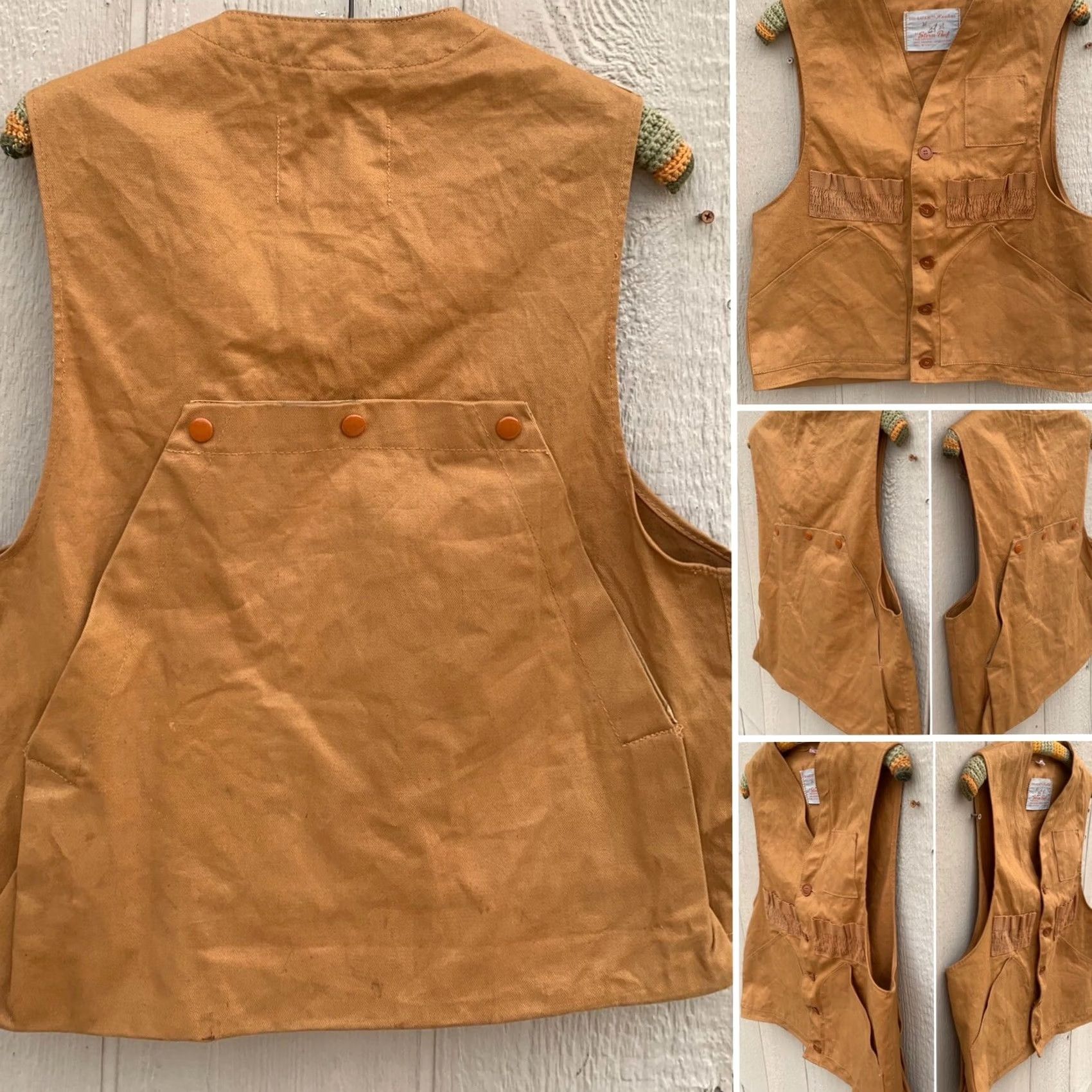 Hunter VINTAGE DE-LUXE For Hunters By Storm-Pruf Hunting Vest WPL # 11450 Japan M Brown 100% Cotton Mens Size US M / EU 48-50 / 2 - 3 Thumbnail