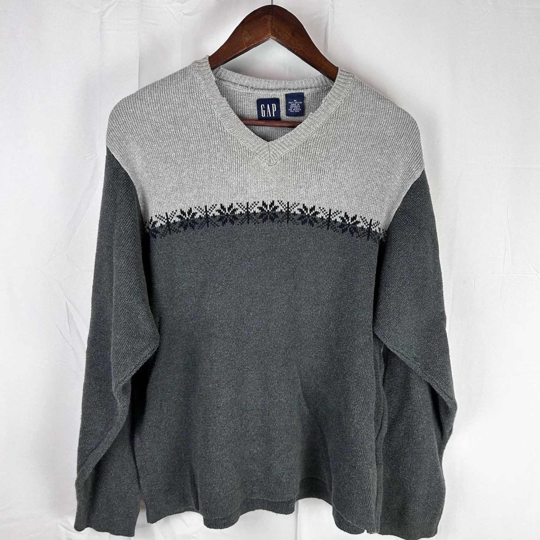 Gap Gap Heavy Knit V Neck Sweater Gray Medium Mens Size US M / EU 48-50 / 2 - 2 Thumbnail