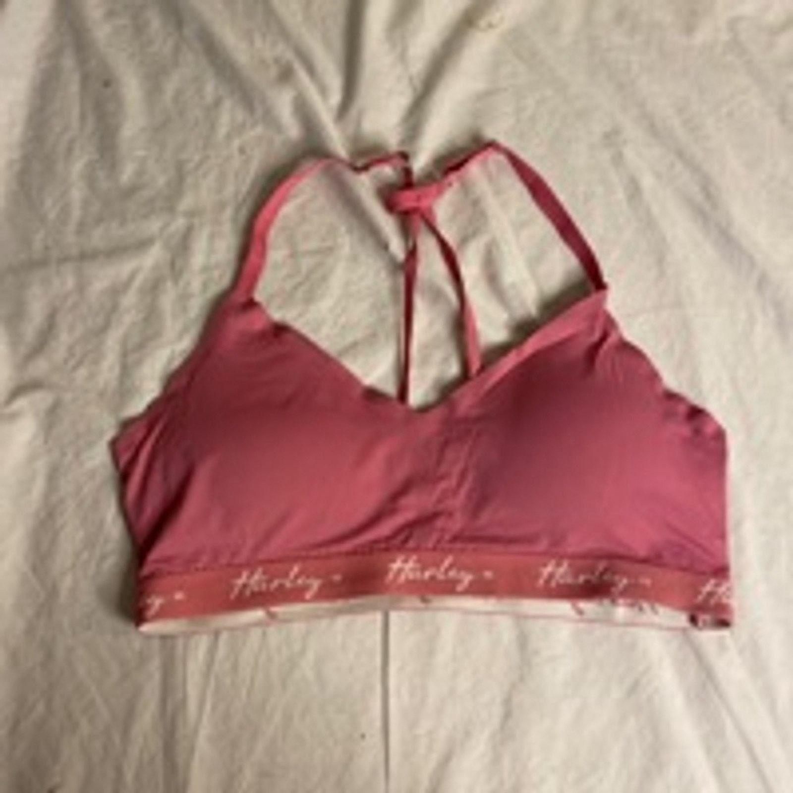 Hurley Pink Logo Sports Bra Hurley Large Stretchy Activewear Top Size ONE SIZE - 3 Thumbnail