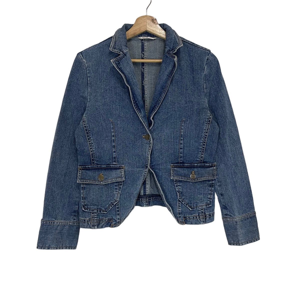 image of Designer Vintage 90's Moderne Creation Munchen Denim Blazer, Women's (Size Small)