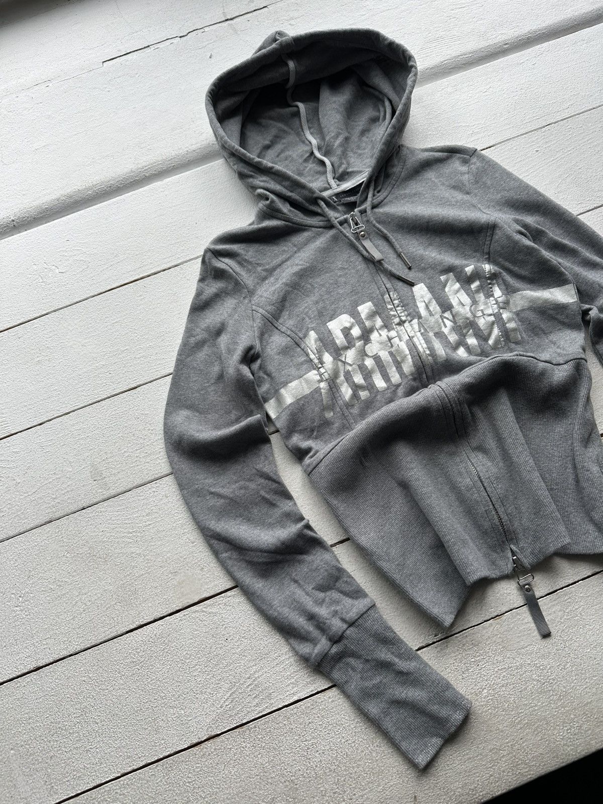 Armani Exchange 🚨Armani Exchange Women Zip-Up hoodie y2k silver logo Size S / US 4 / IT 40 - 2 Thumbnail