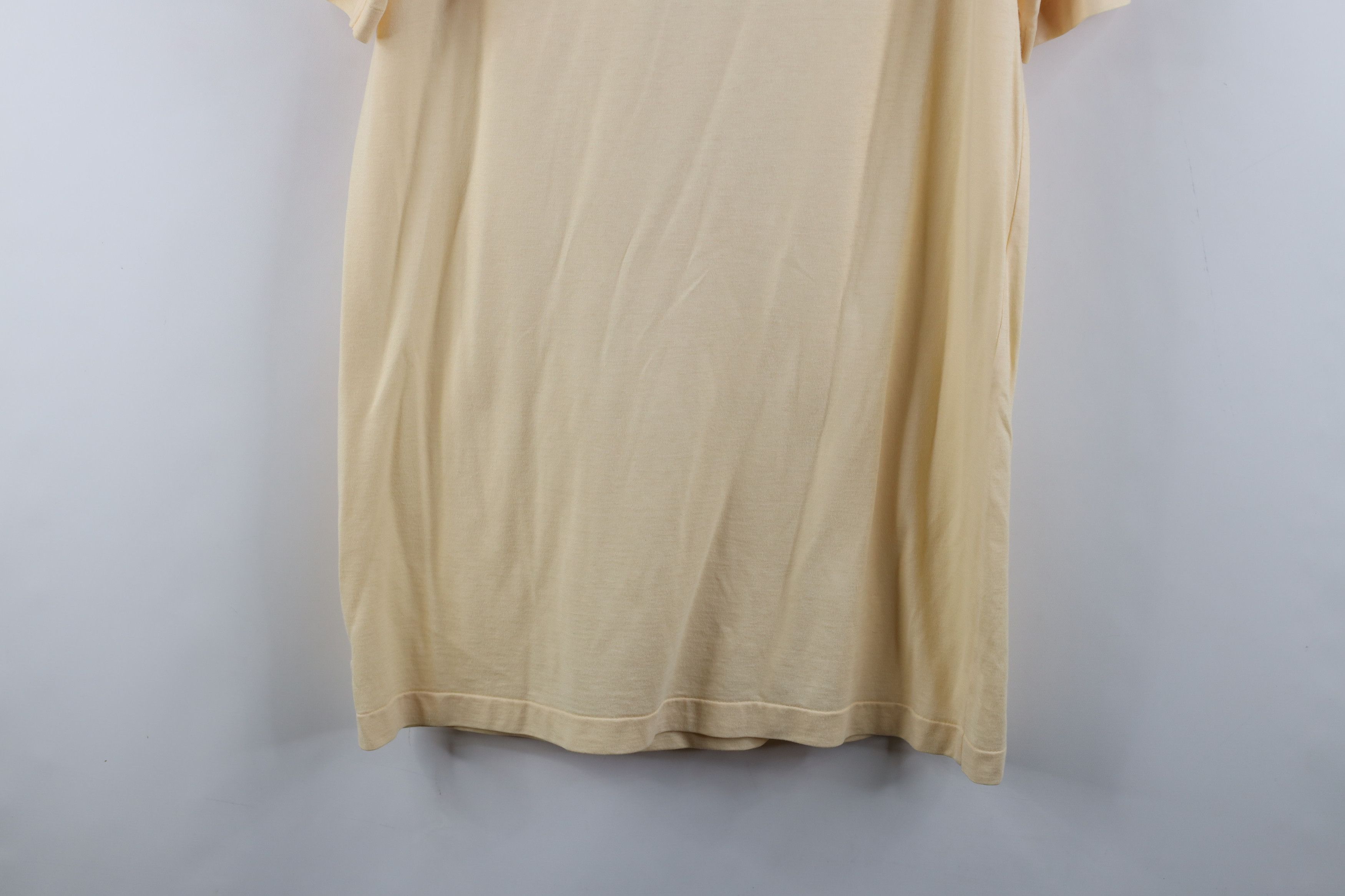 Vintage Vintage 70s Streetwear Sheer Knit Collared Polo Pale Yellow Size US M / EU 48-50 / 2 - 14 Thumbnail