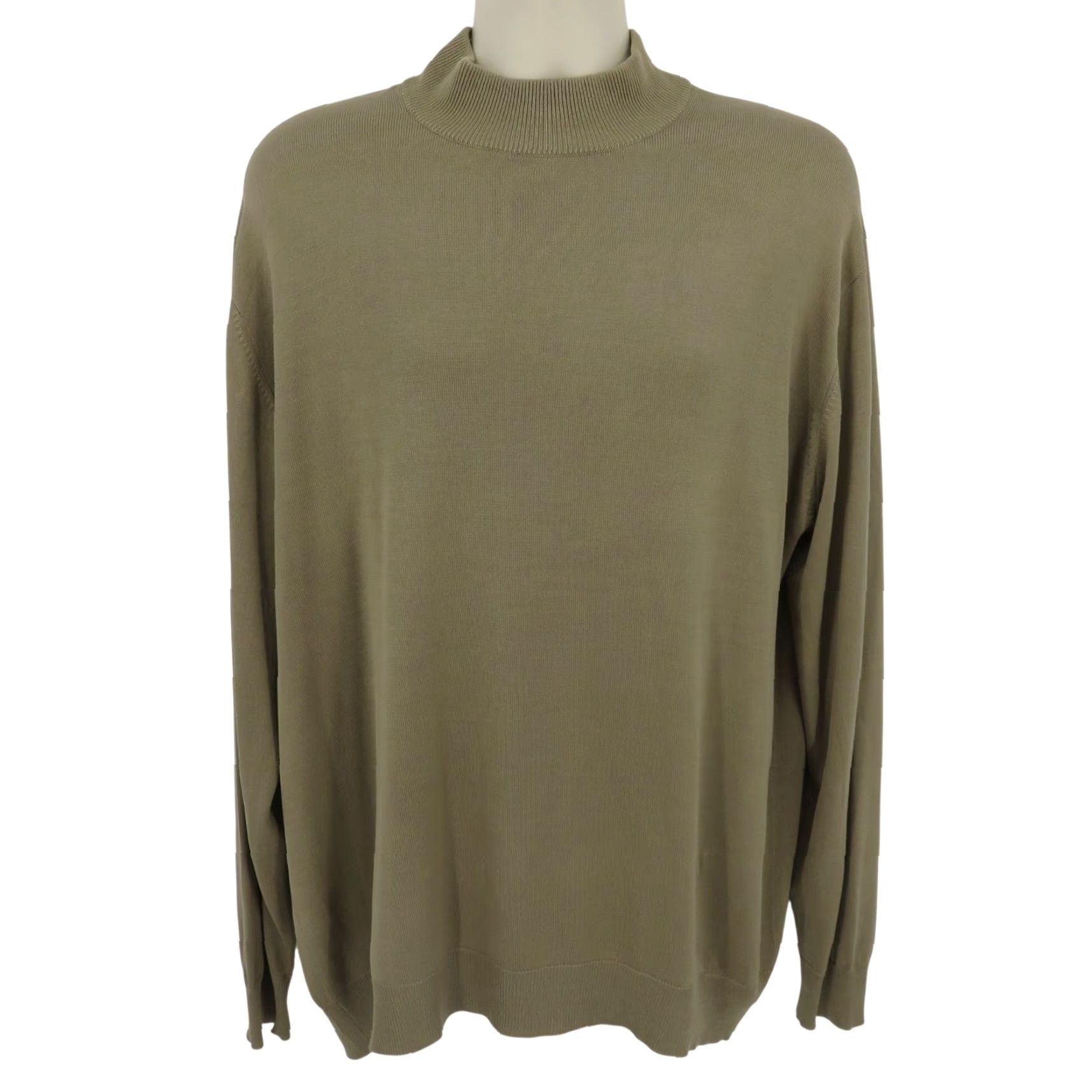 Jos. A. Bank Jos A Bank Men 2XL Pullover Mock Neck Silk Knit Solid Tan Long Sleeve Sweater Shirt Size US XXL / EU 58 / 5 - 2 Thumbnail