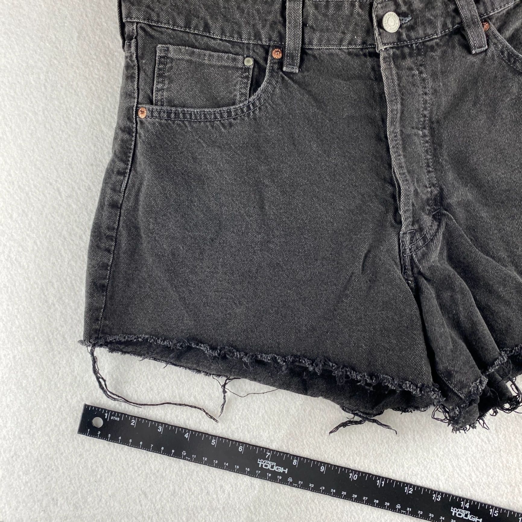 Denime & Denim High Waist Shorts Womens 12 Black Dark Wash Vintage Style Casual Shorts Regular Women Black 12 Denim & Denim Size 34" / US 12 / IT 48 - 6 Thumbnail