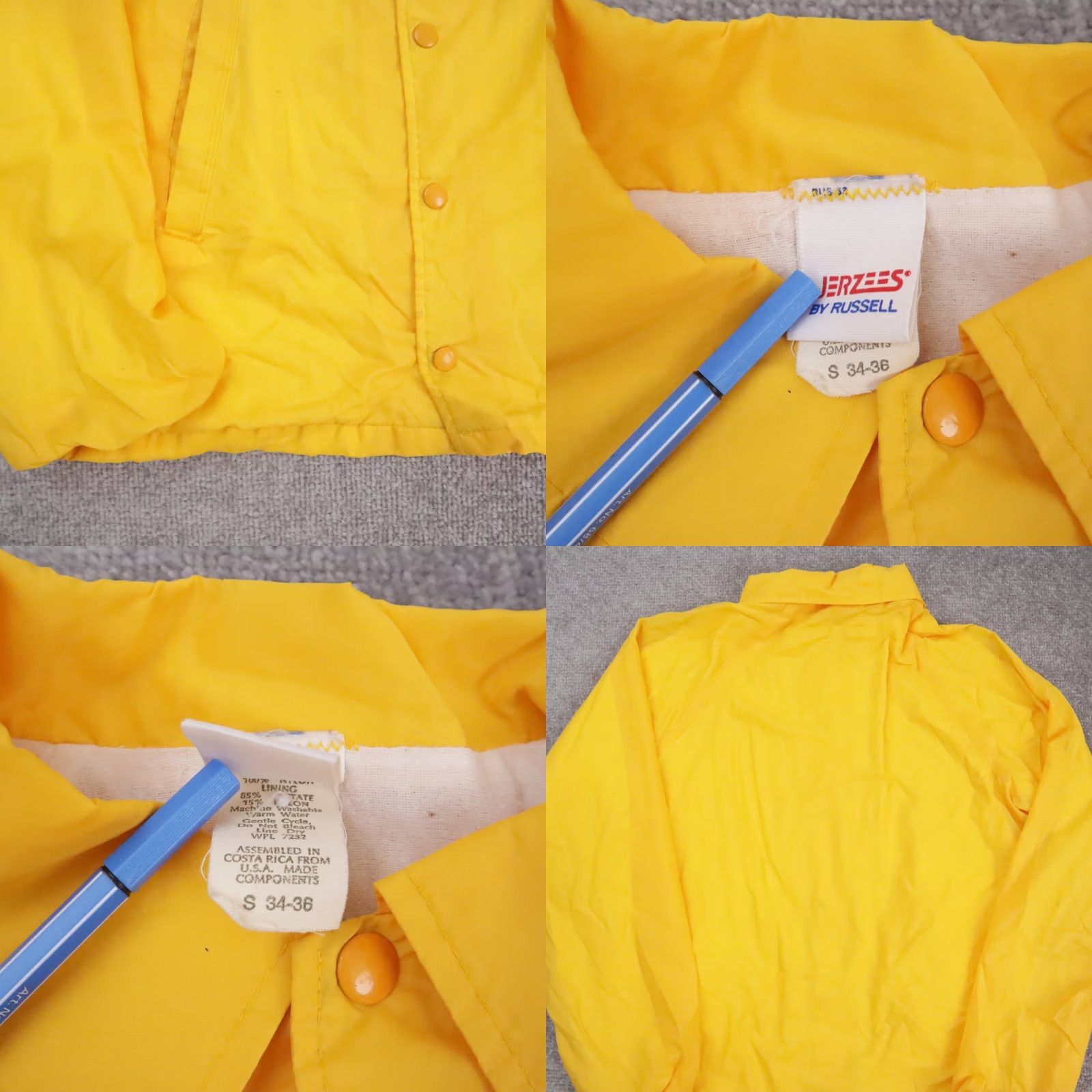 Jerzees VINTAGE JERZEES Russell Small Yellow Long Sleeve Satin Snap Collared Jacket Mens 80s Outdoor Sports Size US S / EU 44-46 / 1 - 8 Thumbnail