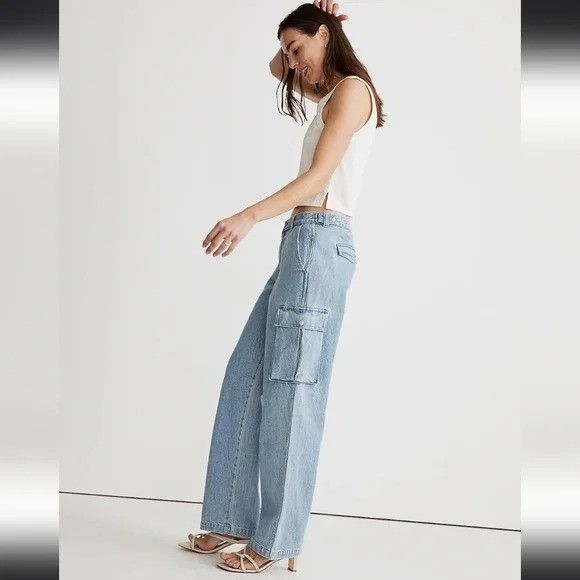 Madewell Madewell Low-Slung Cargo Denim Women's Pants In Coleman Wa Size 33" - 8 Thumbnail
