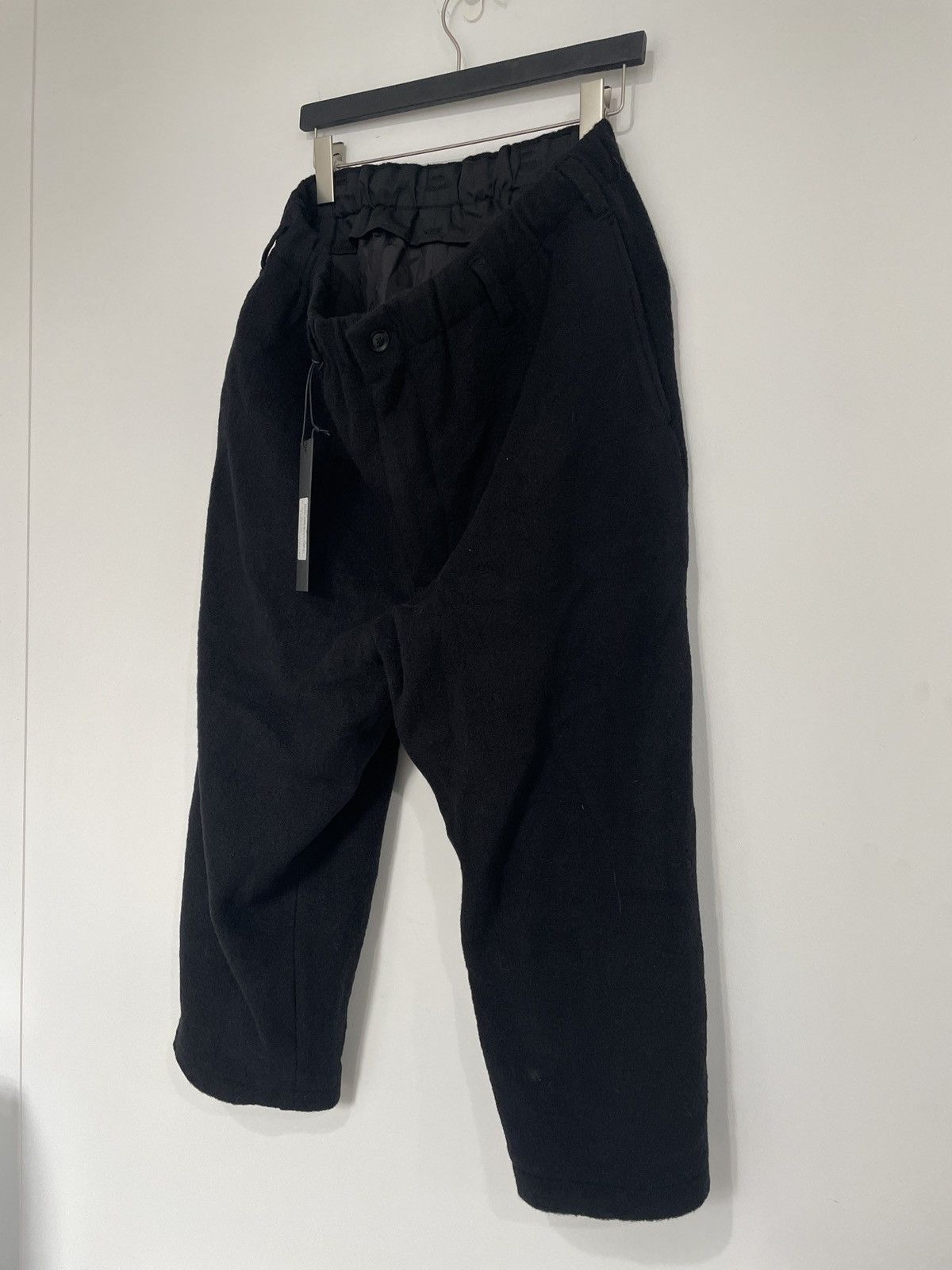 POUR HOMME HEAVY FLEECE WOOL DRAWSTRING TROUSERS