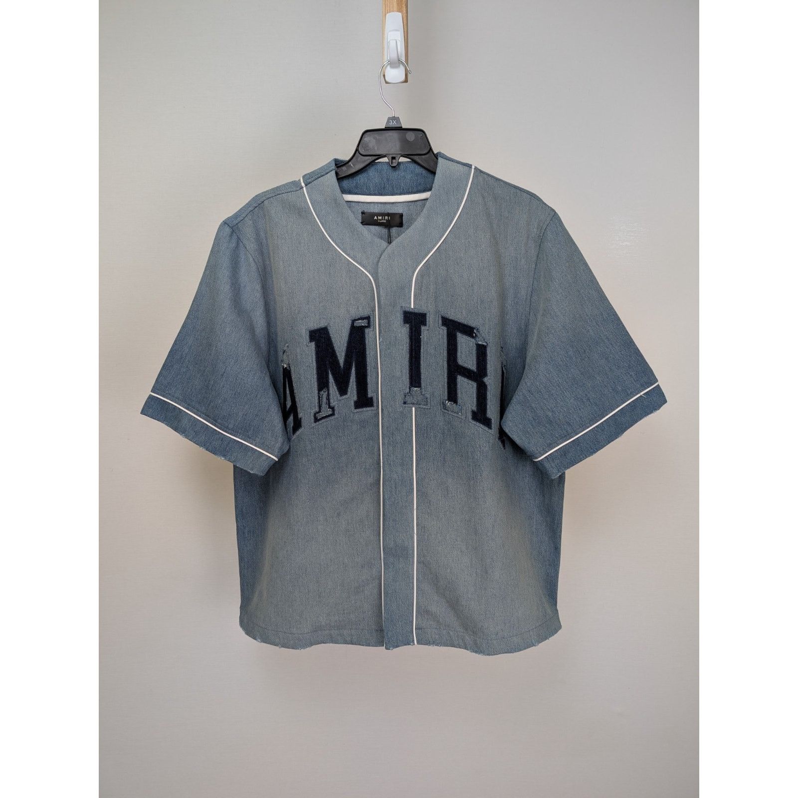 Amiri o1rshd1 Sunfaded Baseball Shirt Perfect in Indigo Blue Size US XL / EU 56 / 4 - 1 Thumbnail