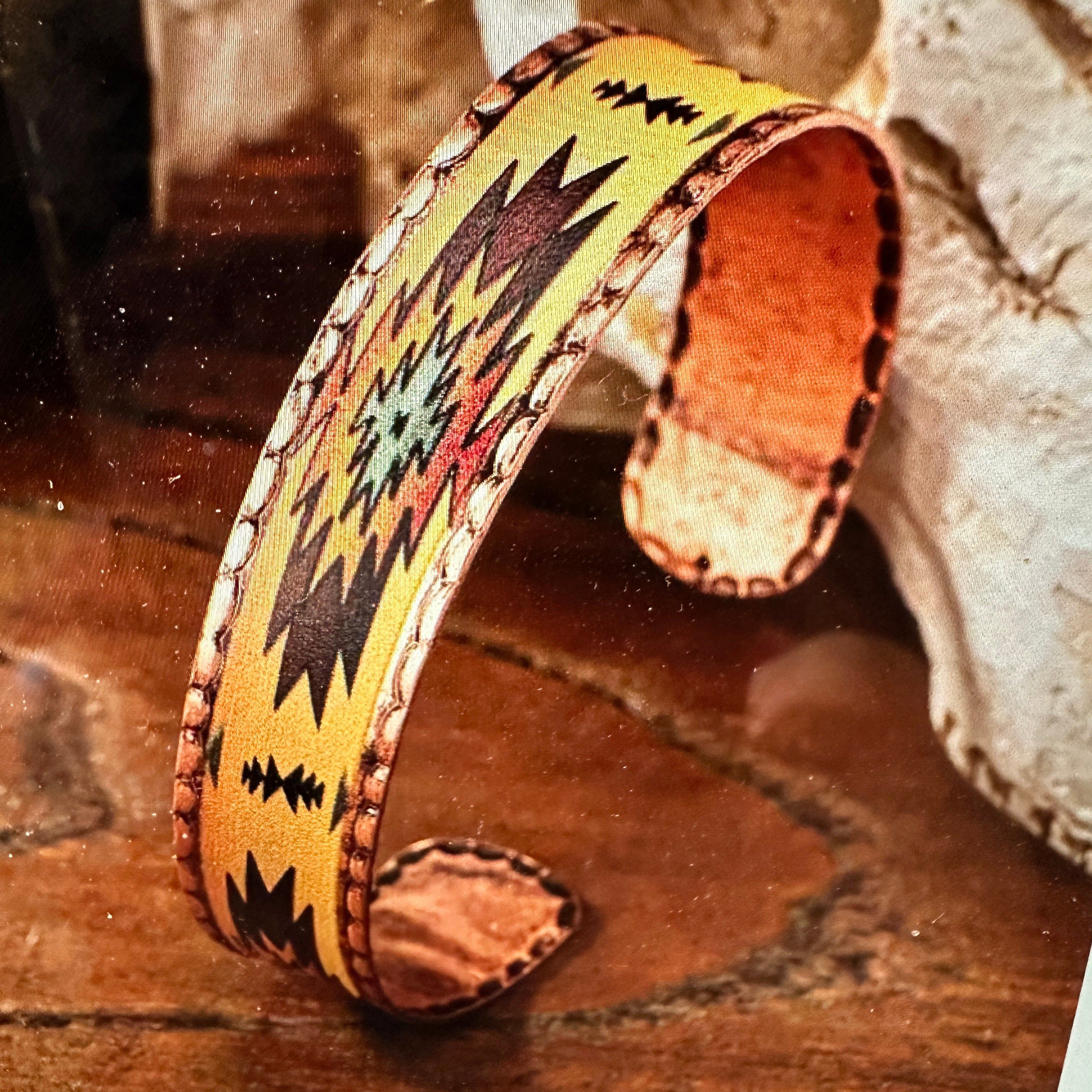 Other Handmade Boho Native American Aztek Copper Narrow Cuff Brace Size ONE SIZE - 1 Thumbnail