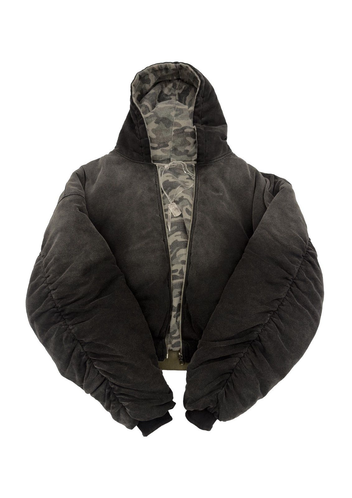 Vintage Reversible black and camo hooded bomber jacket Size US S / EU 44-46 / 1 - 1 Thumbnail