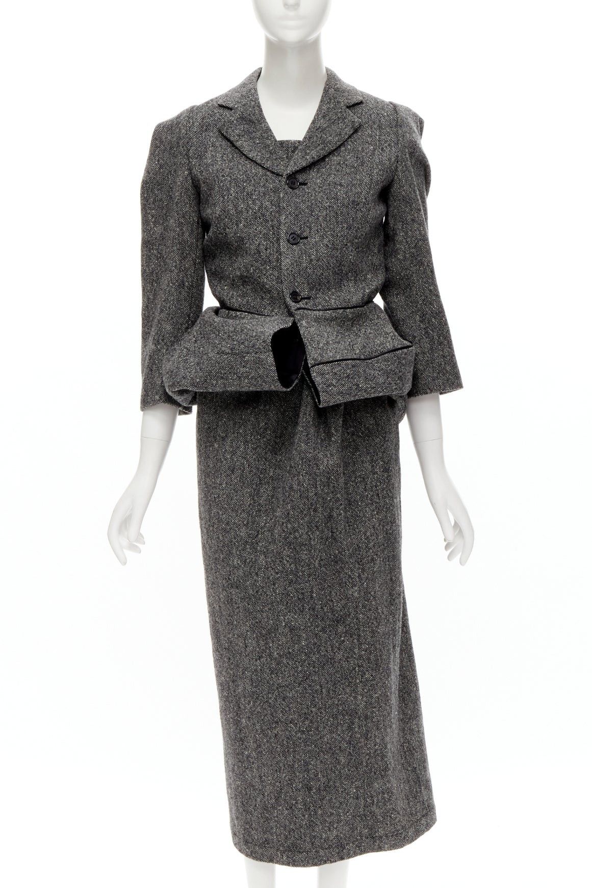 Junya Watanabe rare JUNYA WATANABE 1999 Vintage grey tweed convertible blazer dress look S Size S / US 4 / IT 40 - 1 Thumbnail