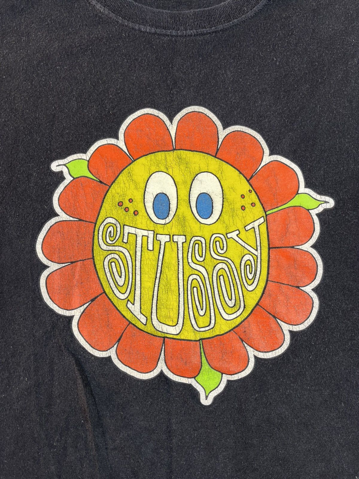 Stussy Stussy Smiley Flower Logo T Shirt Black XL Size US XL / EU 56 / 4 - 4 Thumbnail
