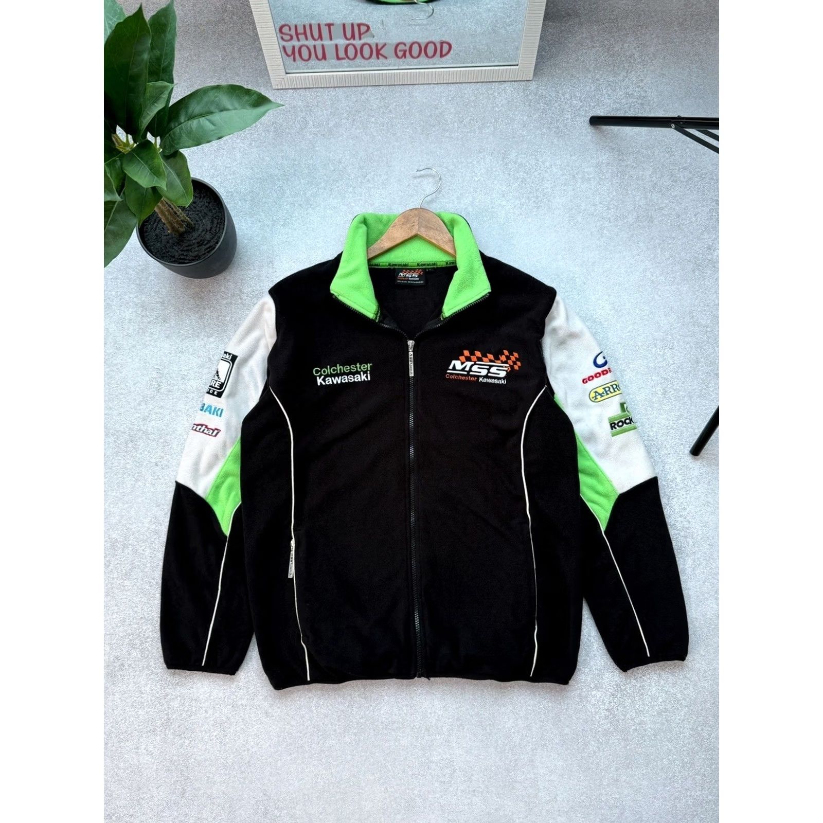 Vintage VINTAGE Kawasaki Racing NASCAR Moto Fleece MSS Retro Rare Y2K Black Sz S Sweatshirt Mens Full Zip Hooded Pockets Logo Zipper Embroidered 8.5/10 Size US S / EU 44-46 / 1 - 3 Thumbnail