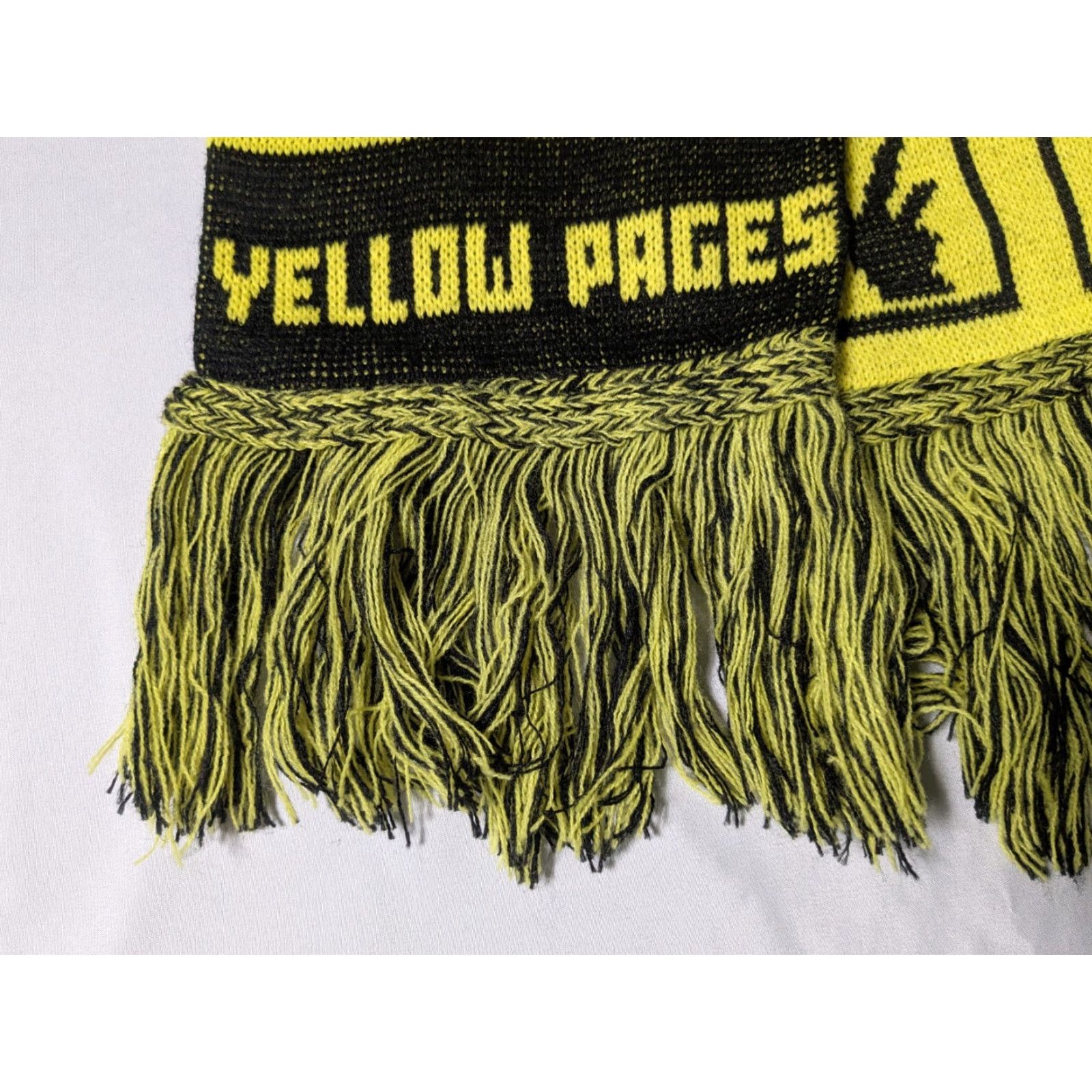Vintage VTG THE YELLOW PAGES Let Your Fingers Do the Walking Scarf Scarf Adult Unisex Yellow 50" Fringe 62" Vintage The Yellow Pages Size ONE SIZE - 5 Thumbnail