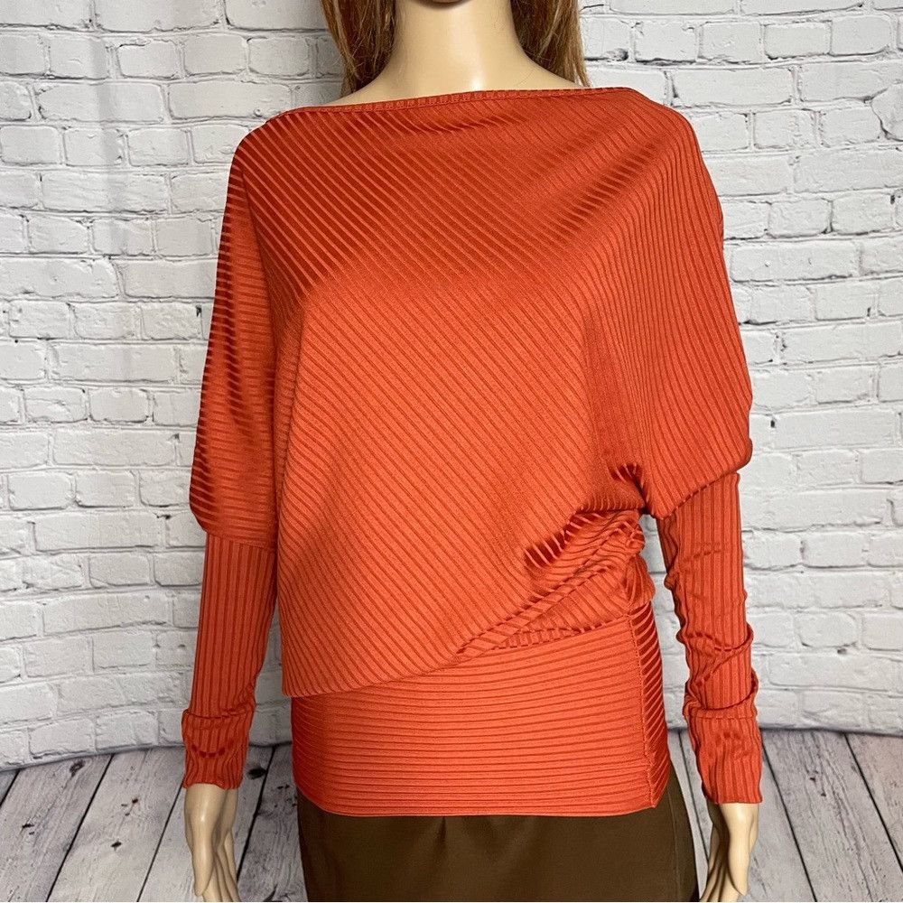 Other NWT New Parisian Asymmetrical Long Sleeve Orange Top Made i Size S / US 4 / IT 40 - 9 Thumbnail
