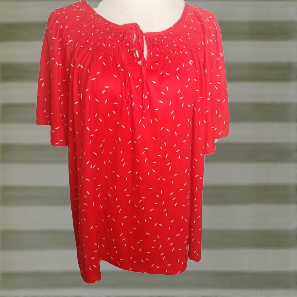 Vintage VINTAGE Tiger Lily Shirt 3X Women Plus Size Tie Neck Smocked Short Sleeve Peasant Blouse 70s Womens Size XXL / US 16-18 / IT 52-54 - 1 Thumbnail